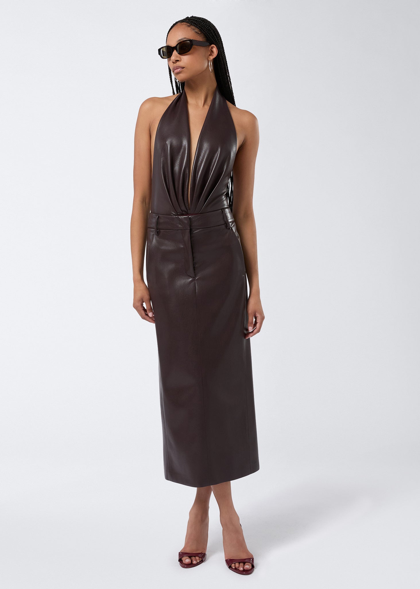 D-end　RP８　合皮　ロング　その１ Faux Leather Pencil Skirt Cabernet - The Andamane