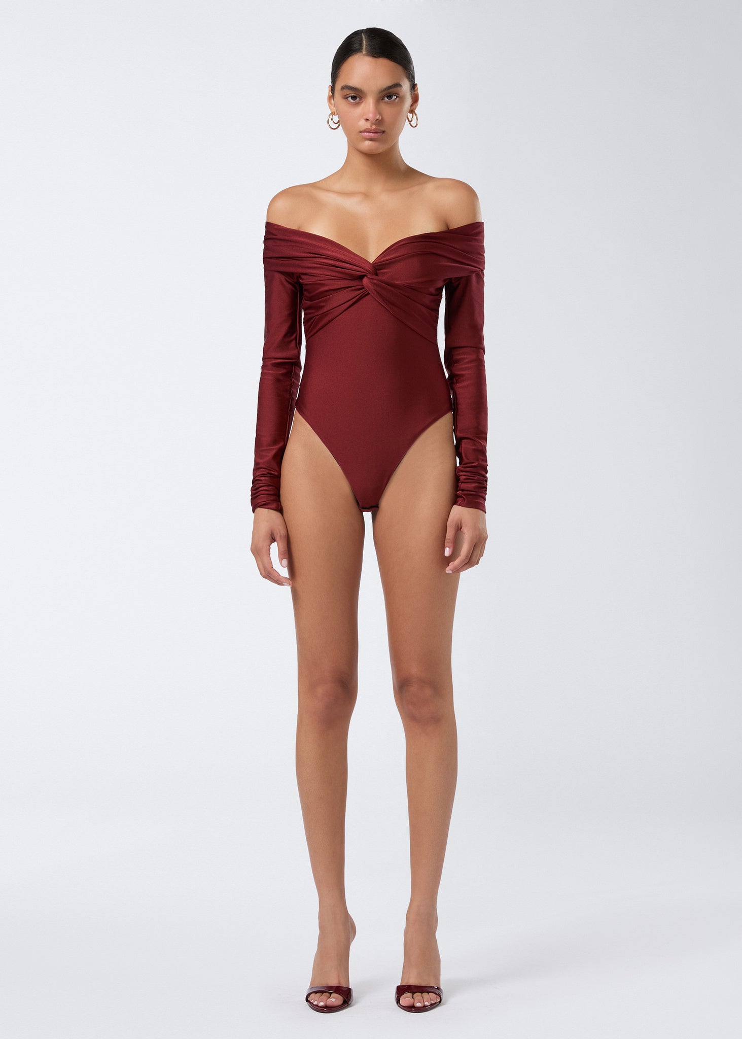 【新品】MANOF◼️TAILORED ALL IN ONE Off the Shoulder Bodysuit Bordeaux - The Andamane