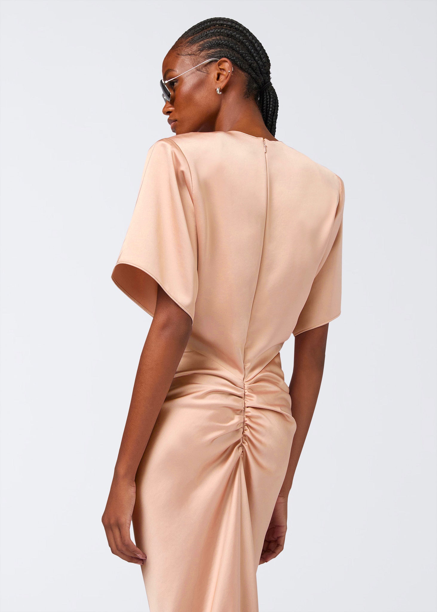 liquid satin dress Asymmetric Neck Gown By Ladivine J906 - Women Evening Formal Gown length gown combines timeless elegance with contemporary sparkle Ladivine by Cinderella Divine Black