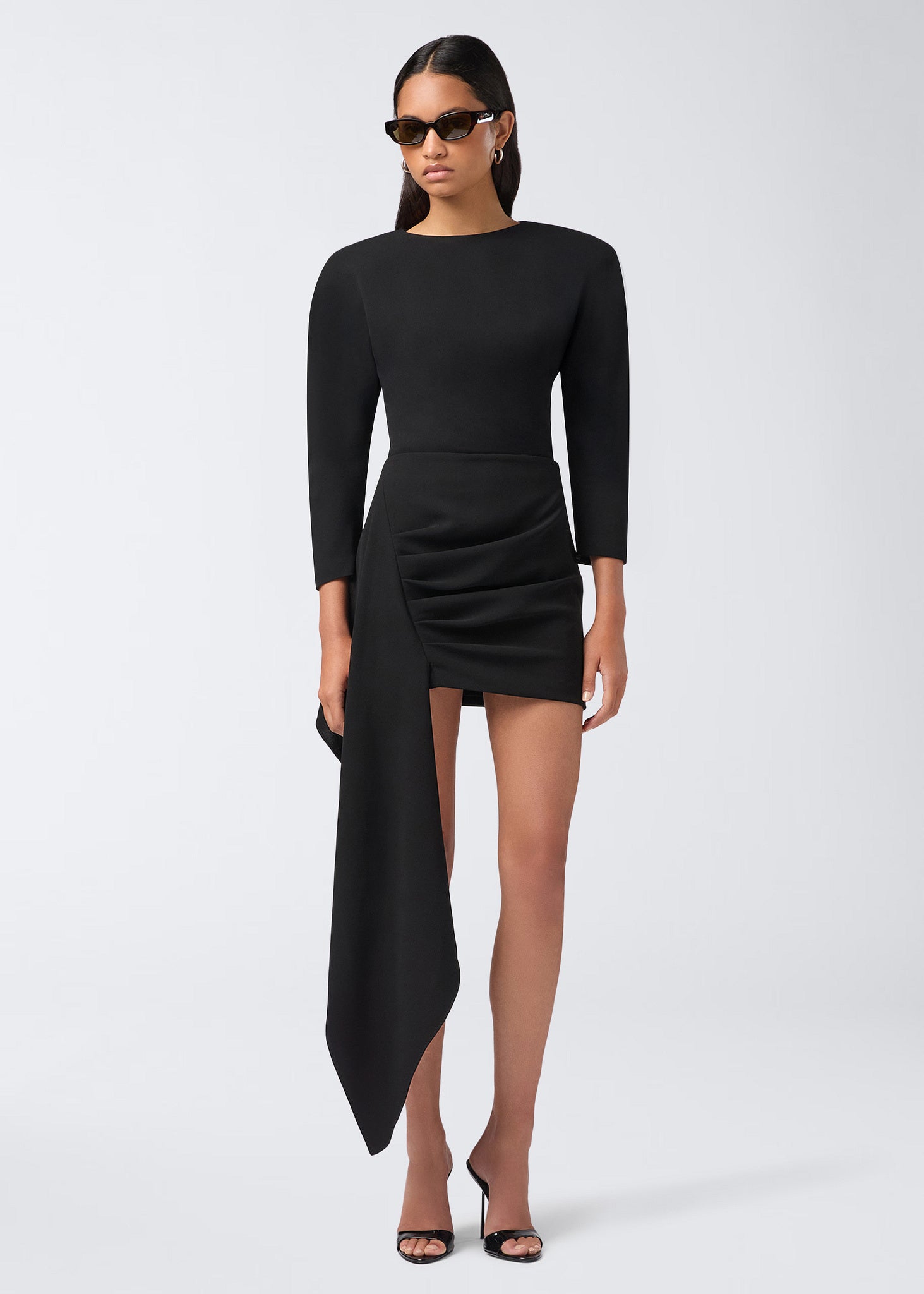 The Andamane - Ruched asymmetric mini skirt black