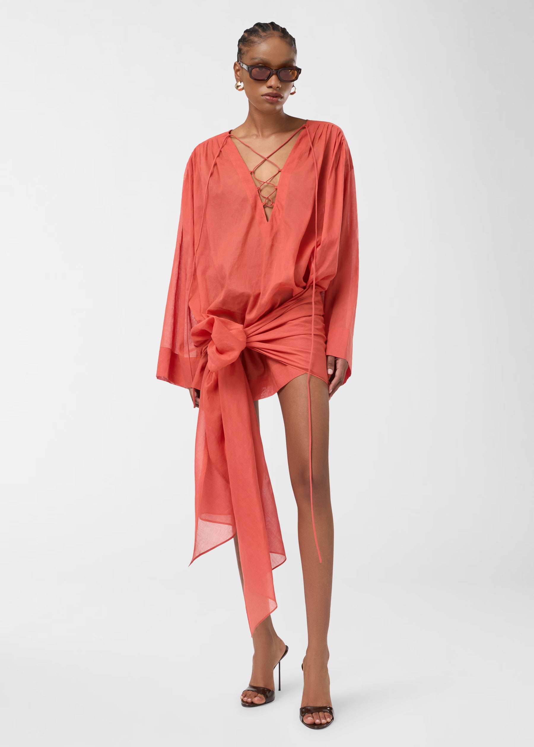 tangerine mini dress Lace Up Wrap Back Style_Open Back Material Cotton Diamond Starlight Mini Dress Color:Fuchsia/Pink
