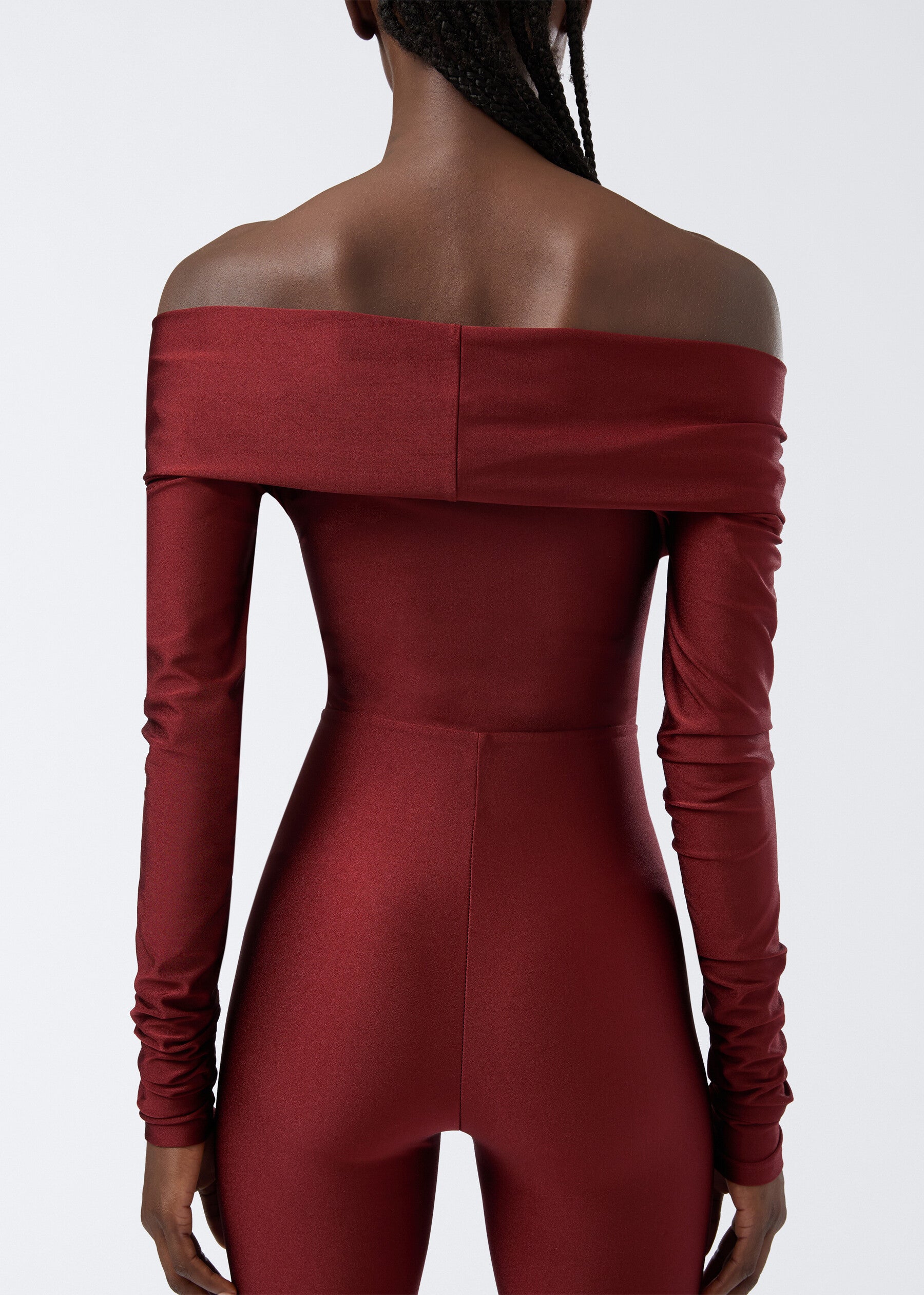 Kendall Off Shoulder Jumpsuit Bordeaux The Andamane