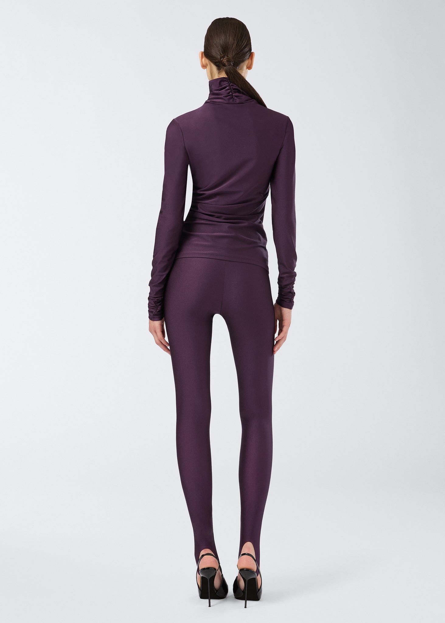 Oleandra Turtleneck Draped Top Rouge Noir - The Andamane
