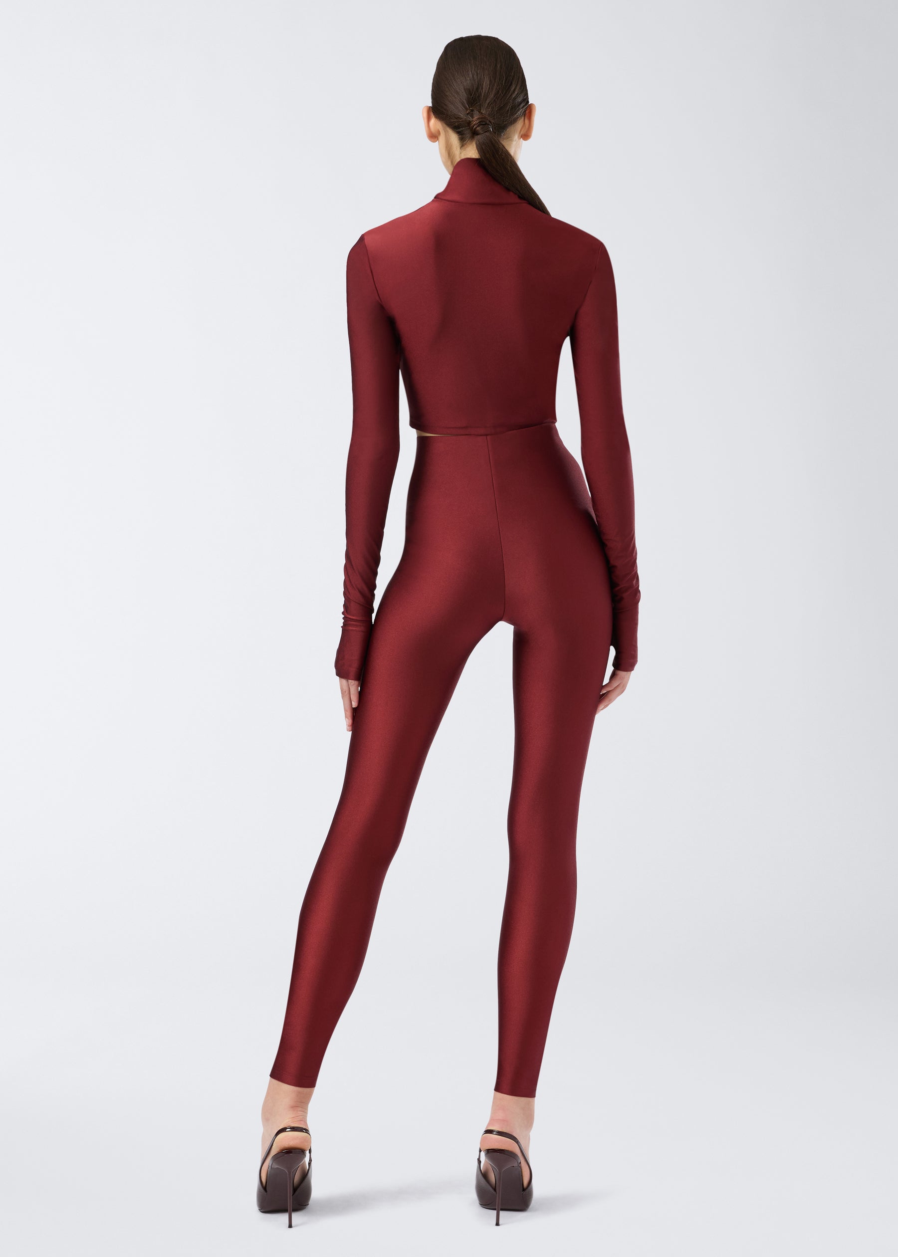 Orchid Turtleneck Crop Top Bordeaux - The Andamane Orchid Turtleneck Crop Top Bordeaux - The Andamane