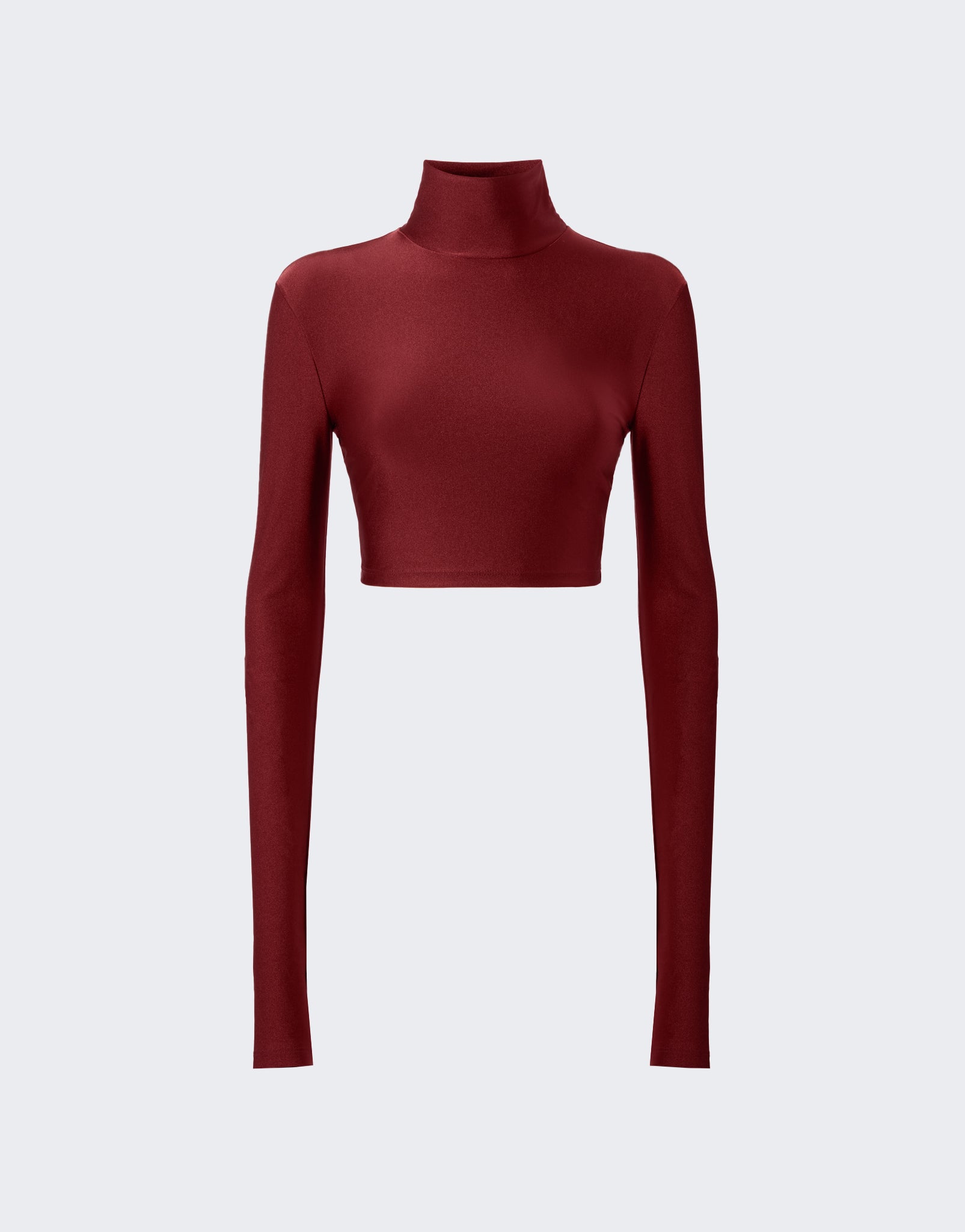 Orchid Turtleneck Crop Top Bordeaux - The Andamane Orchid Turtleneck Crop Top Bordeaux - The Andamane