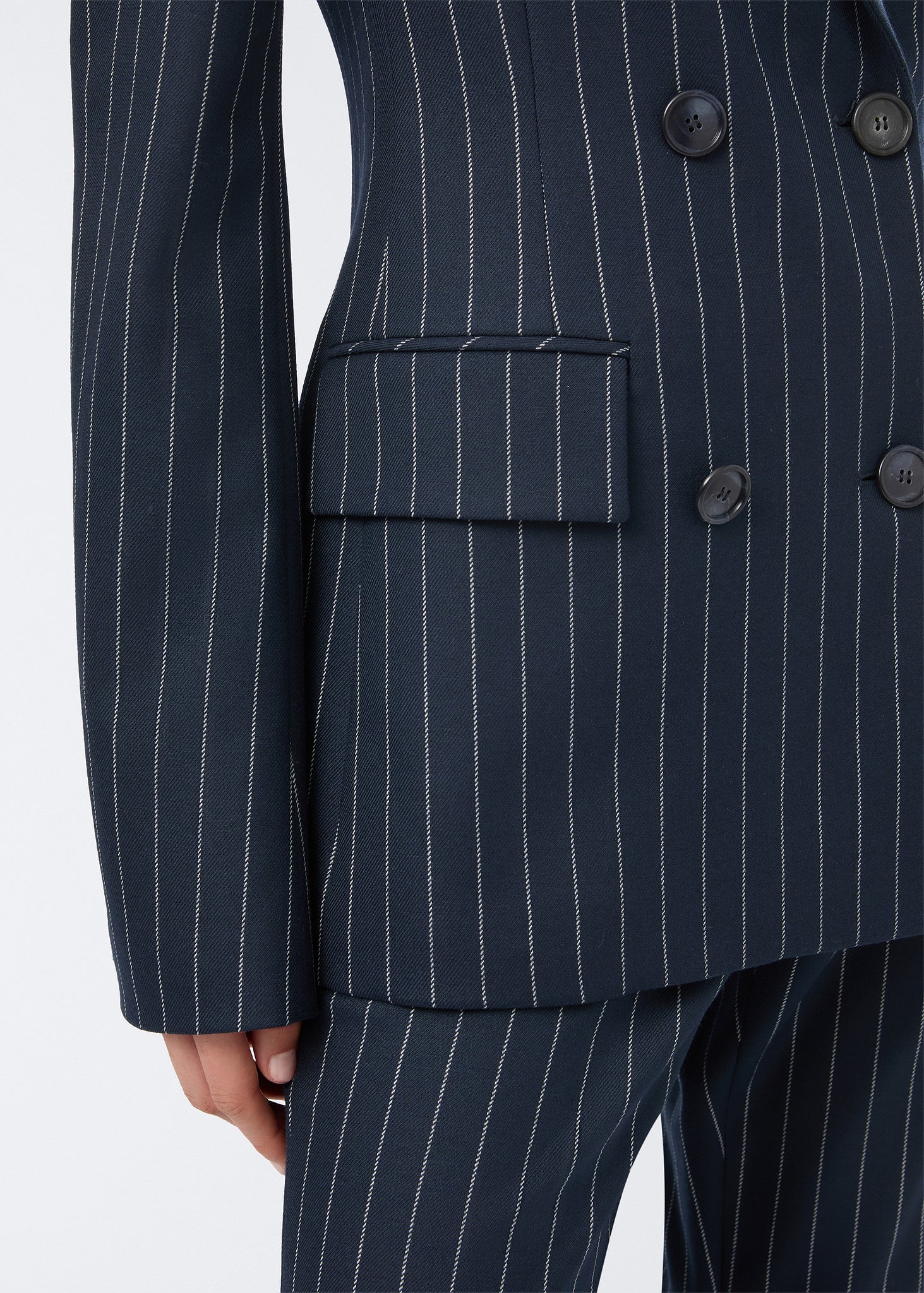 Shannon Fitted Double Breasted Blazer Blue/White - The Andamane