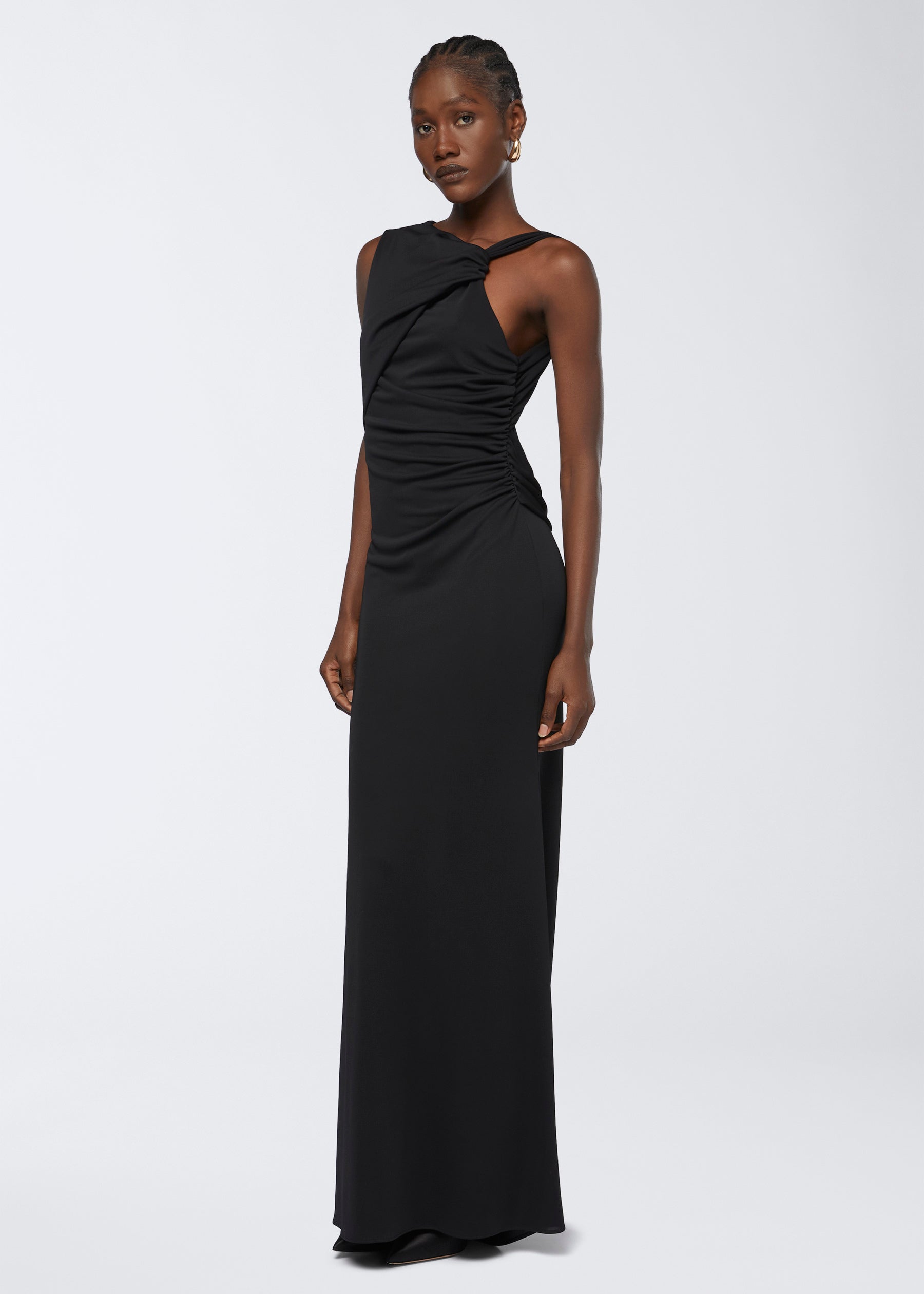 Draped Maxi Dress Venere Black - The Andamane Draped Maxi Dress Venere Black - The Andamane