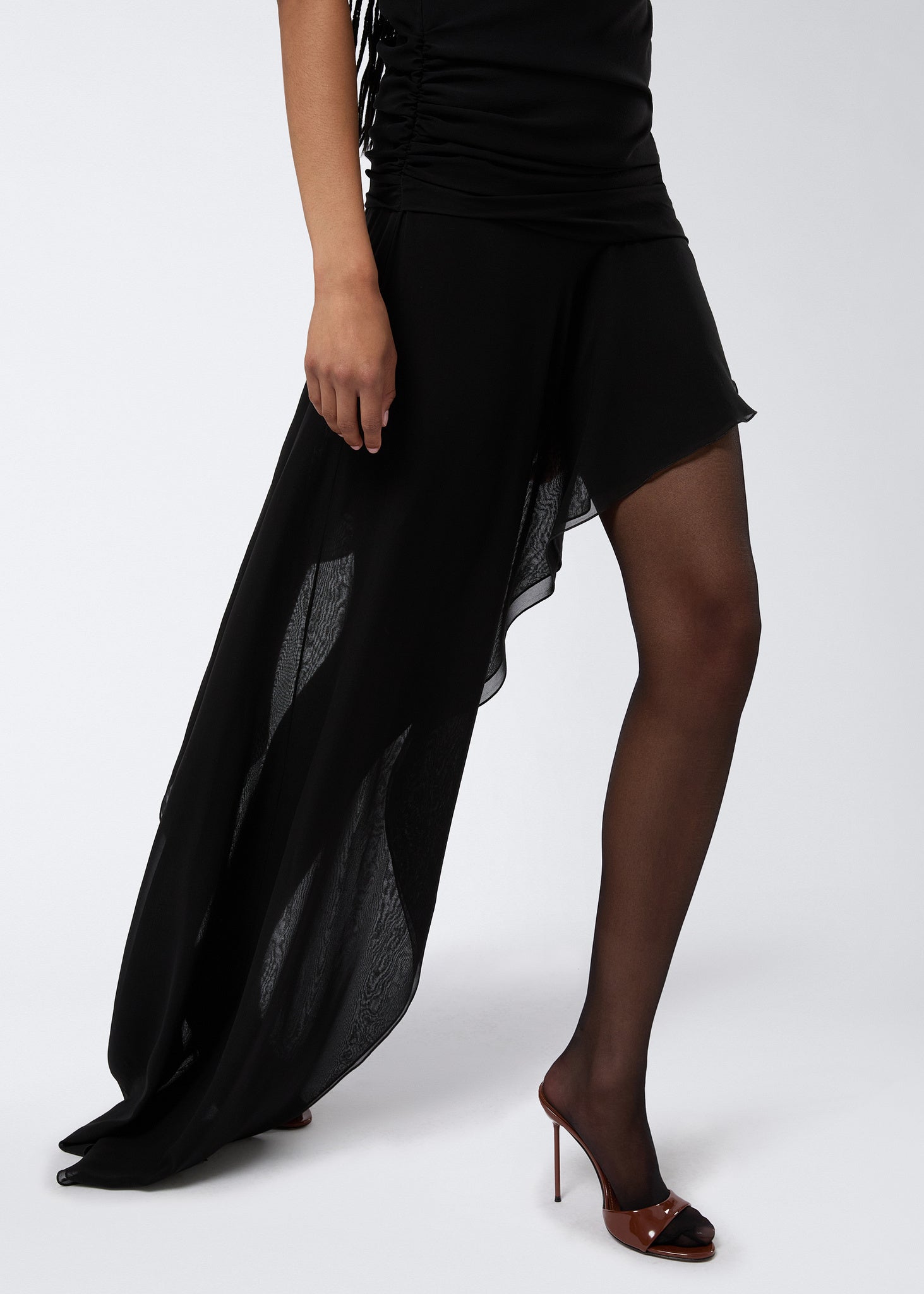 Draped asymmetrical maxi dress black - The Andamane