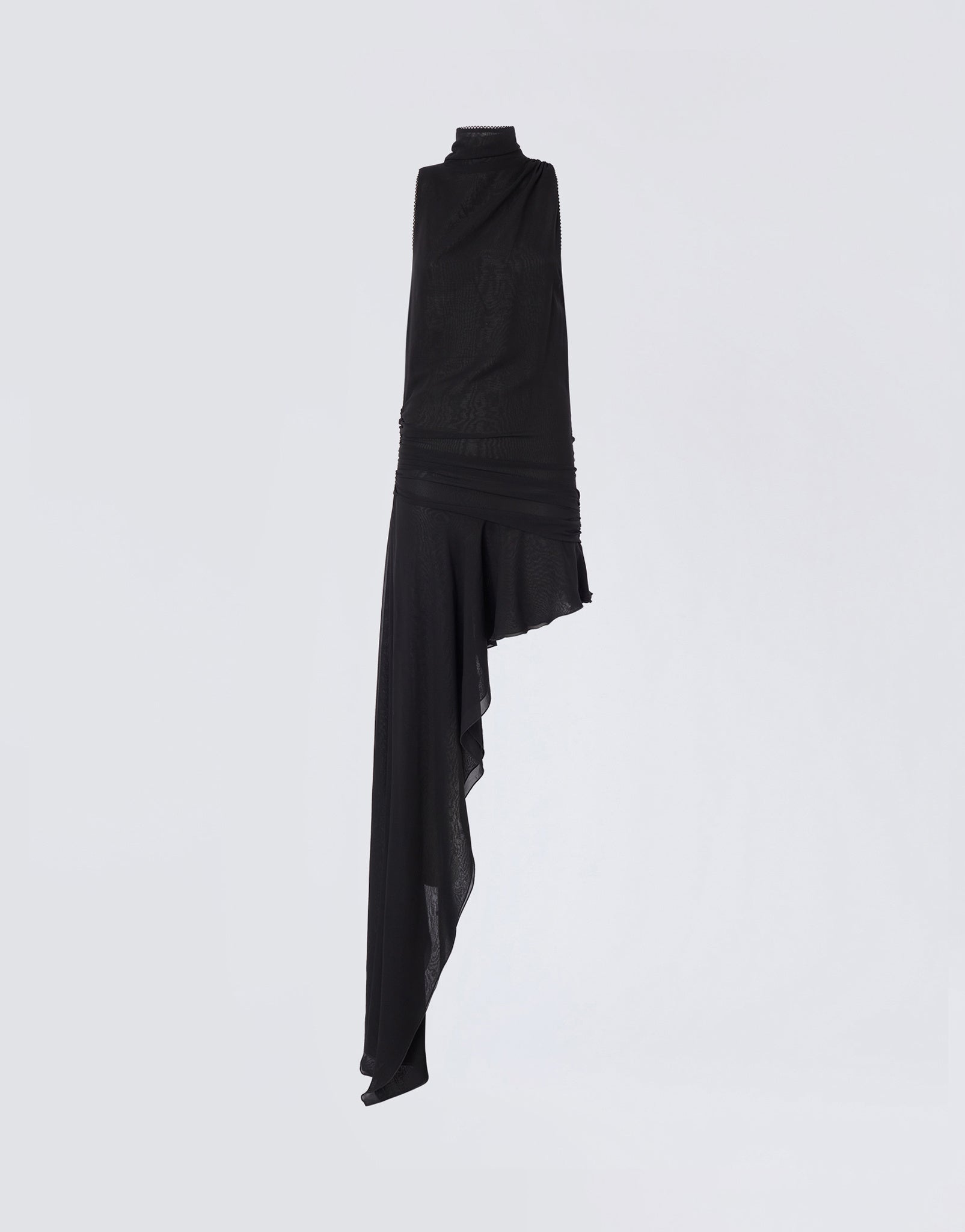 Draped asymmetrical maxi dress black - The Andamane