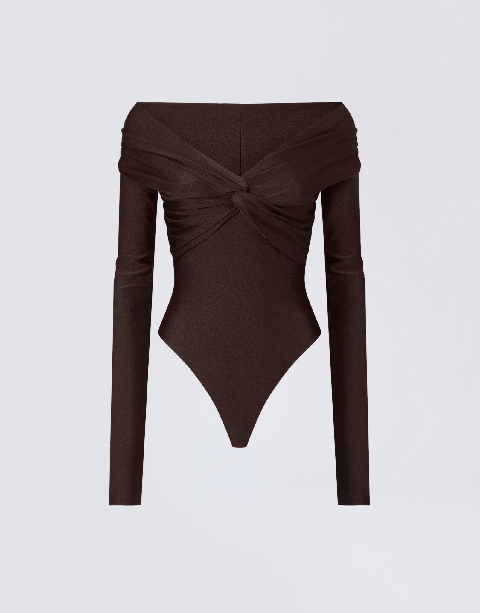 Long sleeve off shoulder bodysuit brown - The Andamane