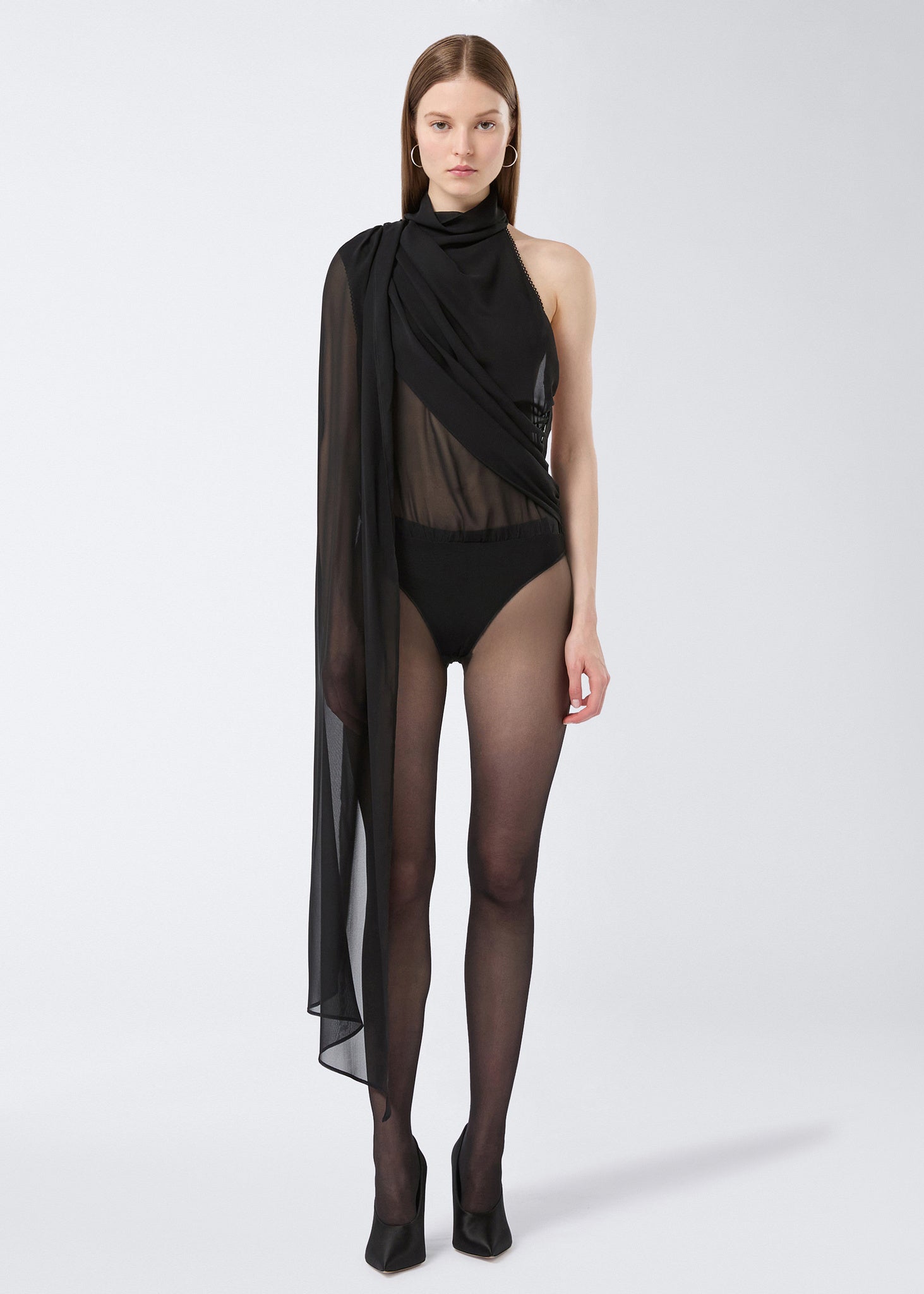 Designer black sheer bodysuit - The Andamane