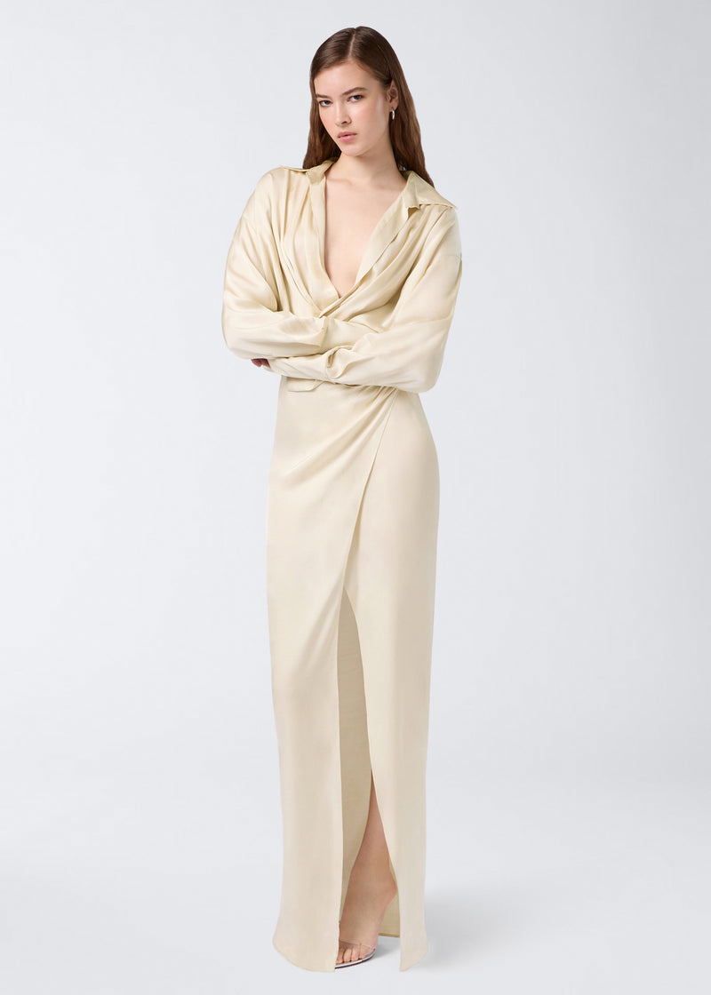 satin maxi shirt dress fashion nova gabriella satin maxi shirt dress Size Small