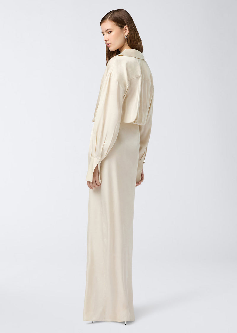 long sleeve satin shirt dress After Six Women's Shirtdress Gown - Blue