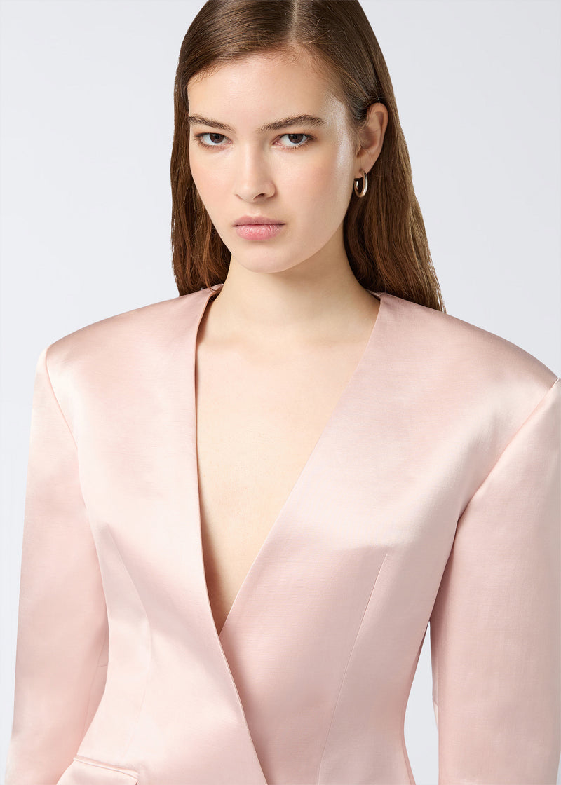 pink satin blazer dress Sleeveless Blush Pink Satin Blazer Dress Loveiss