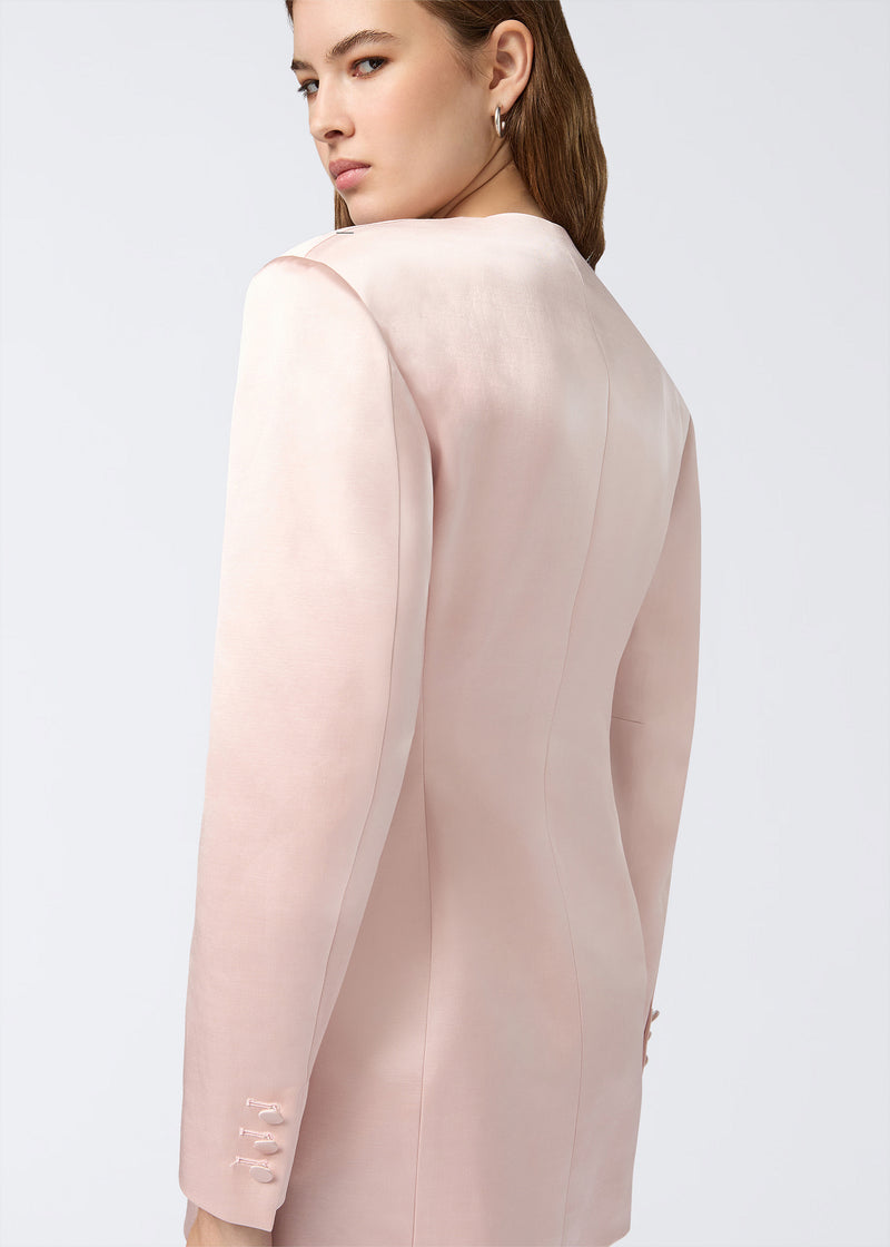 dusty pink blazer dress ZARA NWT SS21 WOMAN DRAPED JACKET BLAZER DRESS LIGHT PINK MINI DRESS S