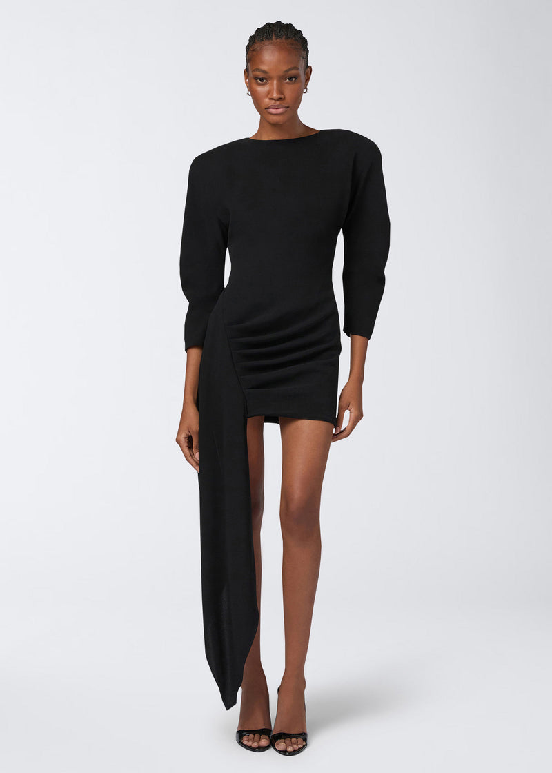 The Andamane - Asymmetric ruched mini dress black The Andamane - Asymmetric ruched mini dress black