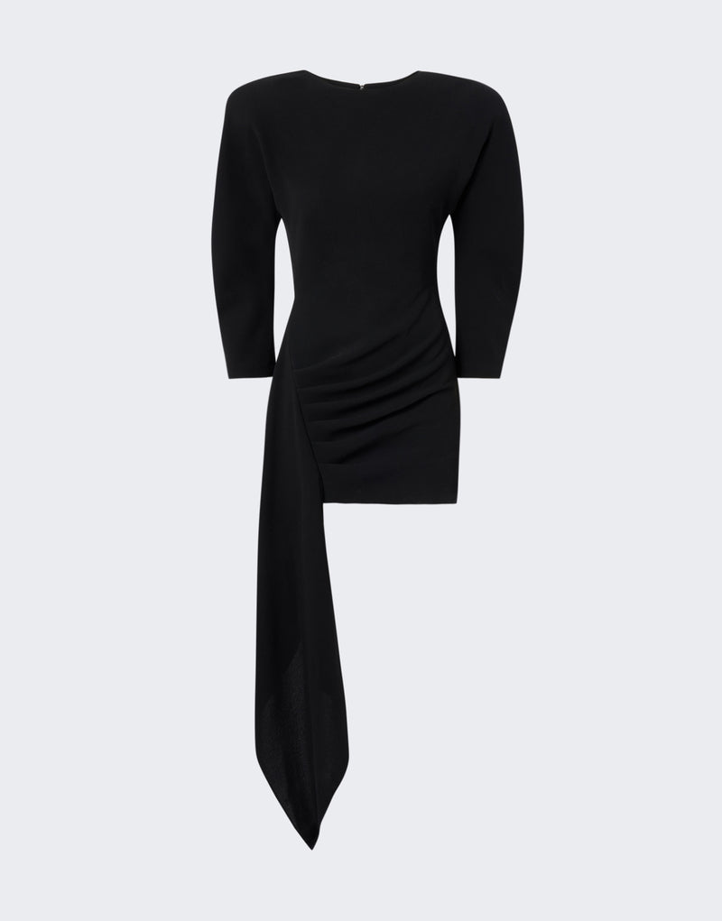 The Andamane - Asymmetric ruched mini dress black The Andamane - Asymmetric ruched mini dress black
