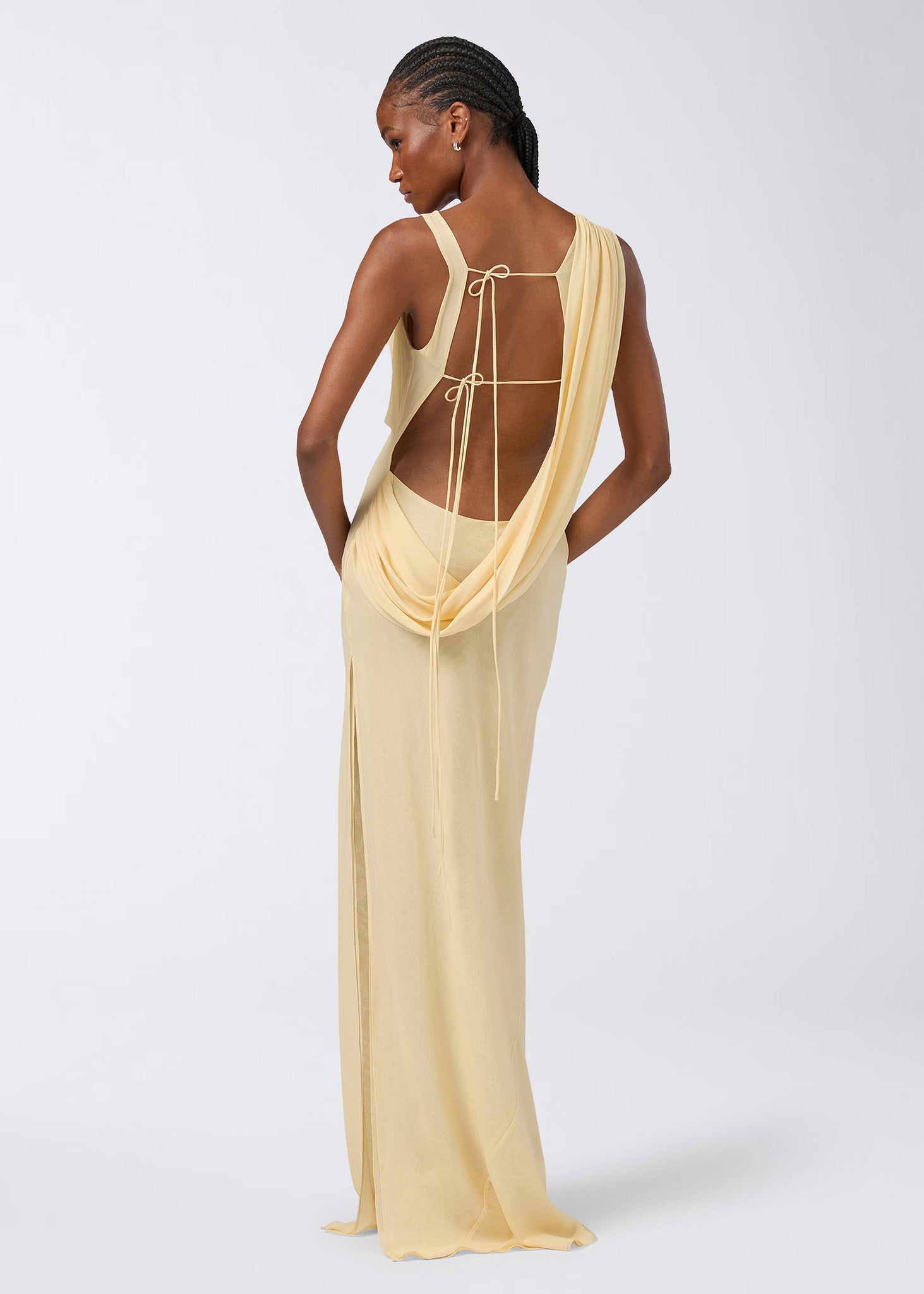 The Andamane - Cowl neck open back maxi dress vanilla