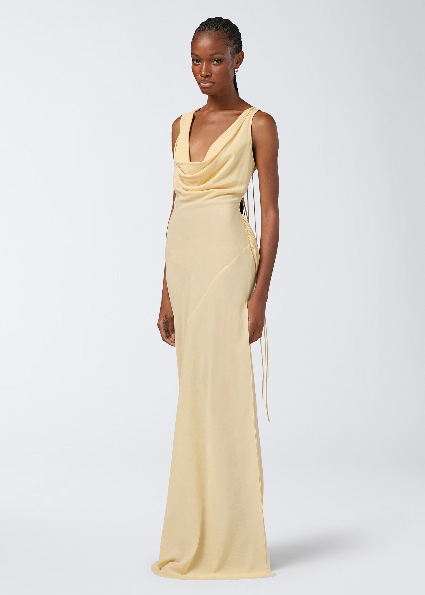 The Andamane - Cowl neck open back maxi dress vanilla