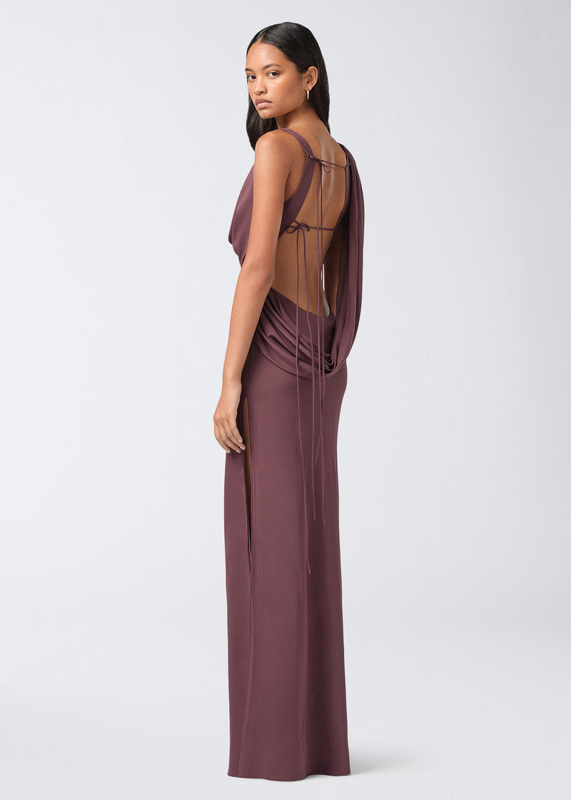 cowl neck open back dress Afterglow Backless Cowl Neck Maxi Dress Off White