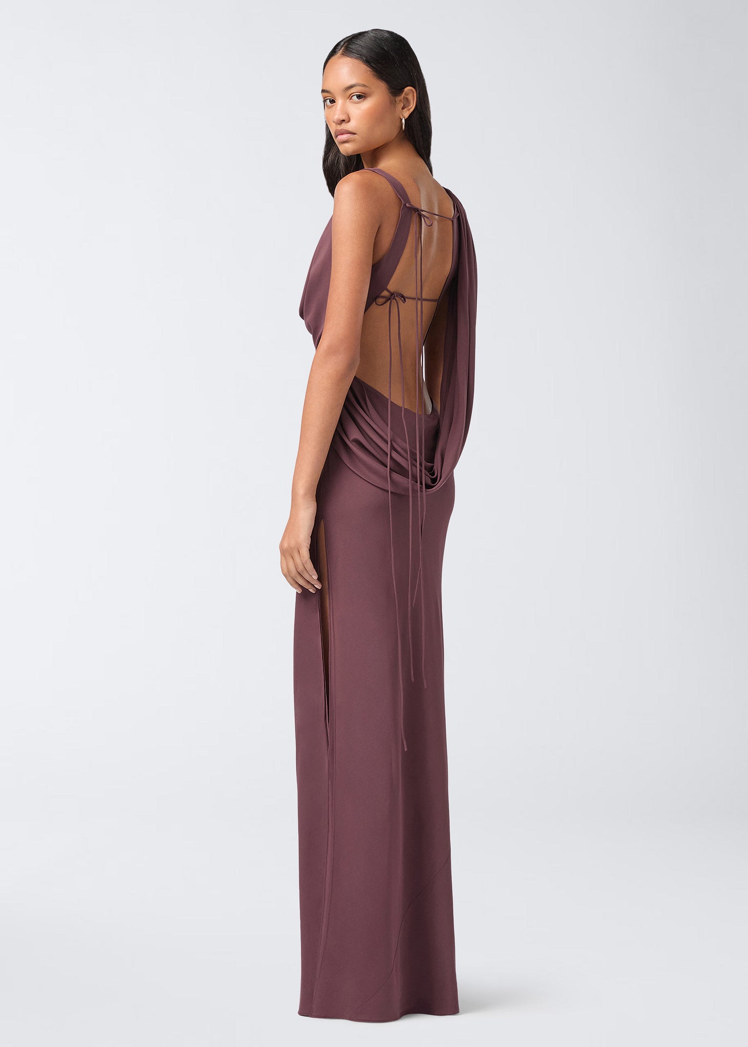 The Andamane - Cowl neck open back maxi dress aubergine The Andamane - Cowl neck open back maxi dress aubergine