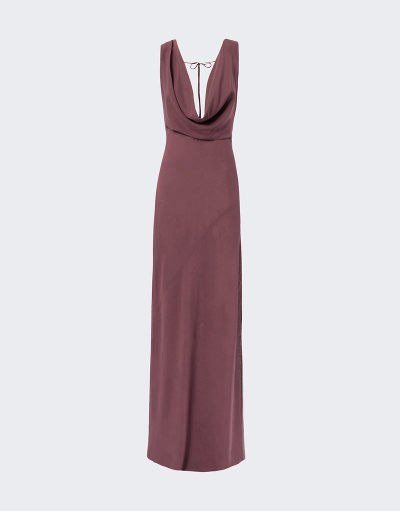 significant other anabell cowl neck maxi dress Nadia in Red Crafted from soft touch satin Clothing : Maxi Dresses :