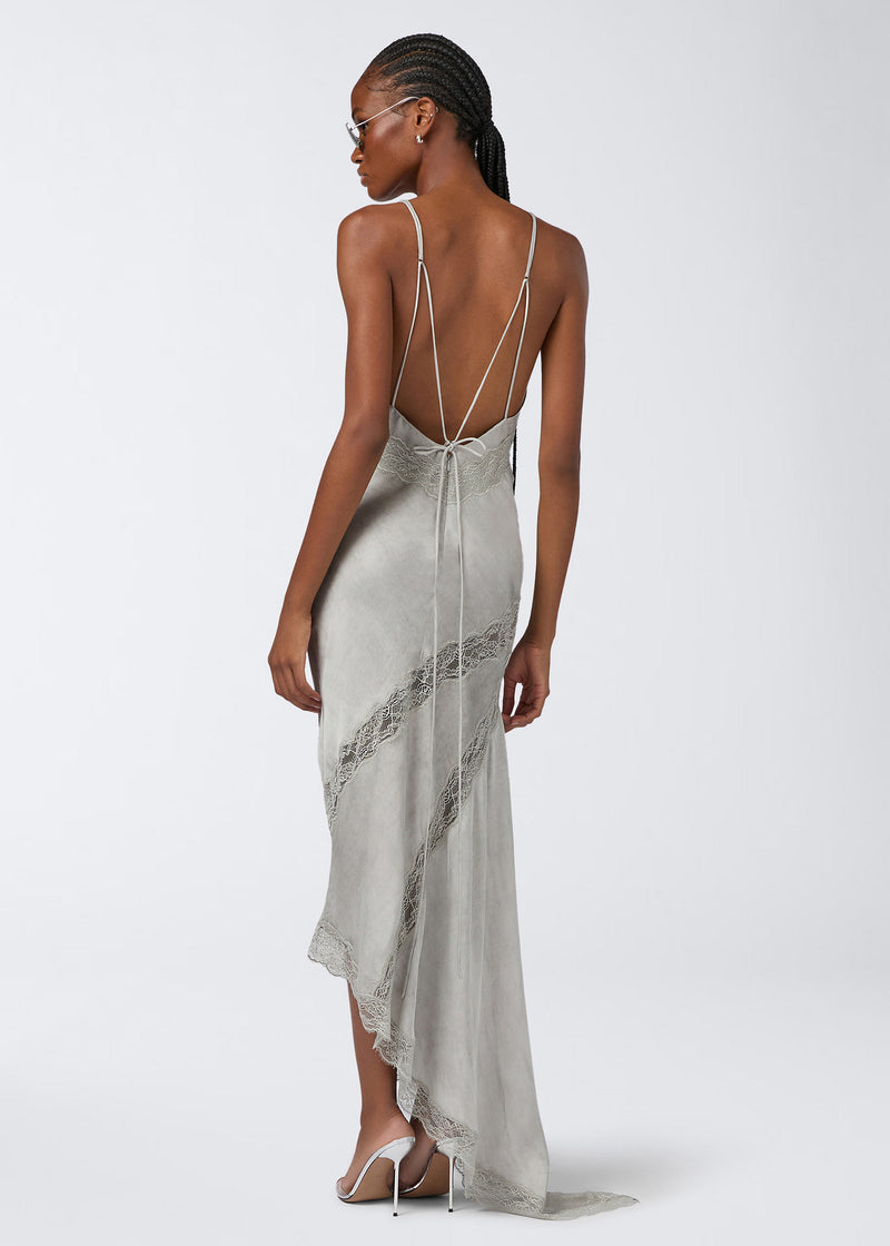 lace trimmed satin dress ASTR the Label | Lace Trim Satin Slip Midi Dress in Black