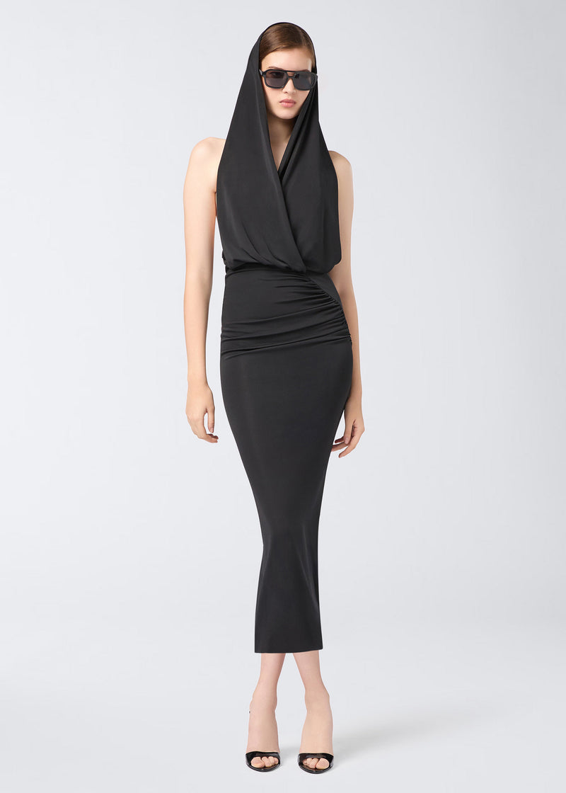 black fitted midi dress The Andamane