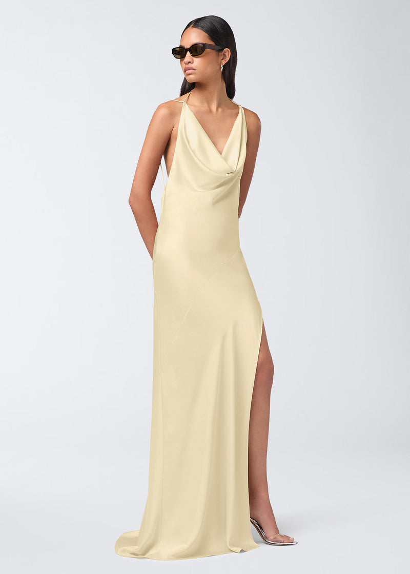 The Andamane - Open back satin maxi dress vanilla The Andamane - Open back satin maxi dress vanilla