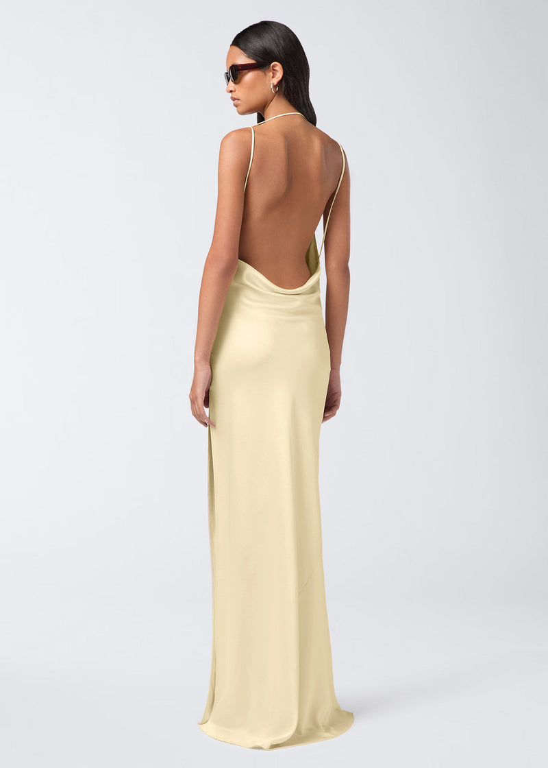 The Andamane - Open back satin maxi dress vanilla The Andamane - Open back satin maxi dress vanilla