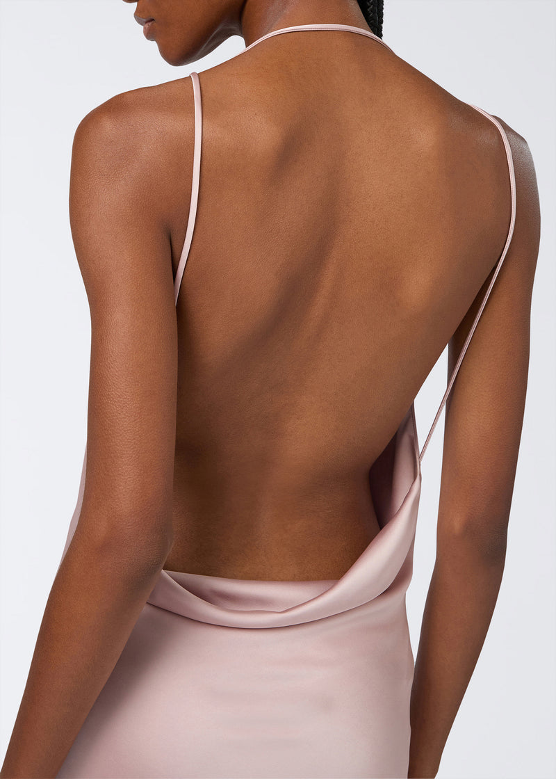 The Andamane - Open back satin maxi dress petal The Andamane - Open back satin maxi dress petal