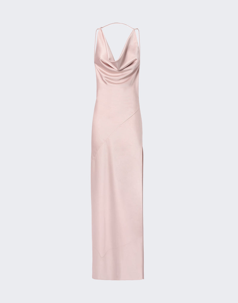 The Andamane - Open back satin maxi dress petal The Andamane - Open back satin maxi dress petal