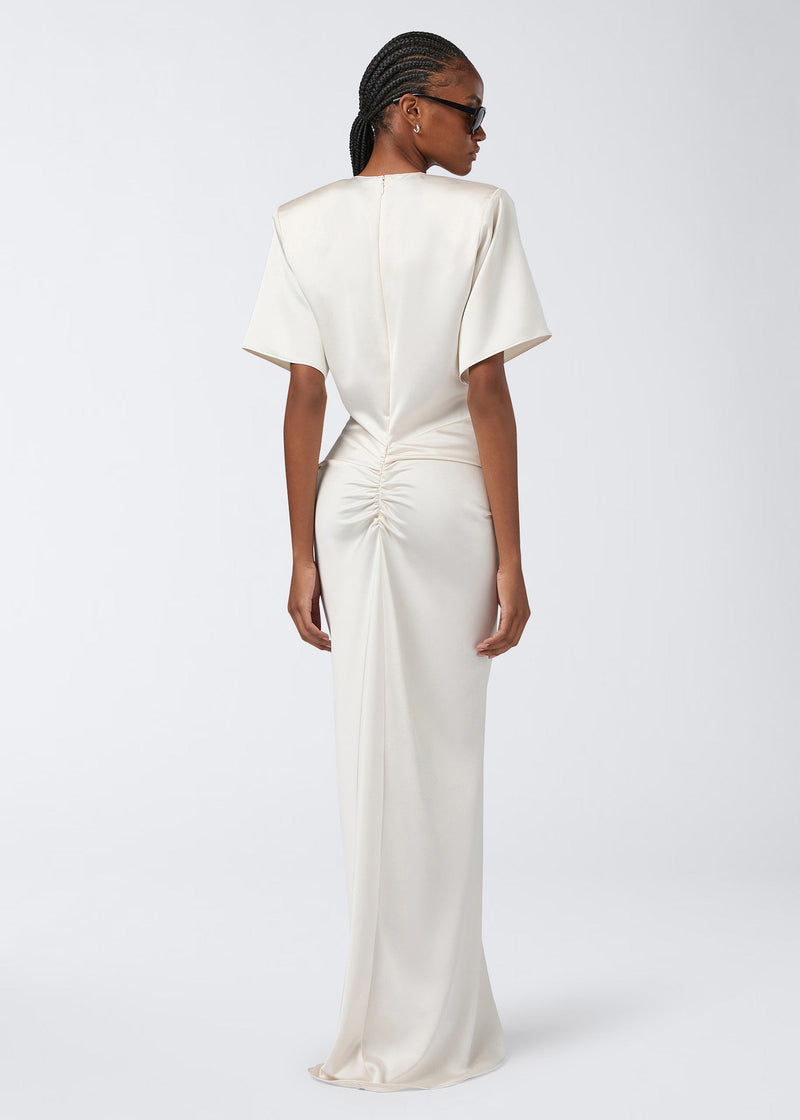 The Andamane - short sleeve satin maxi dress milk The Andamane - short sleeve satin maxi dress milk