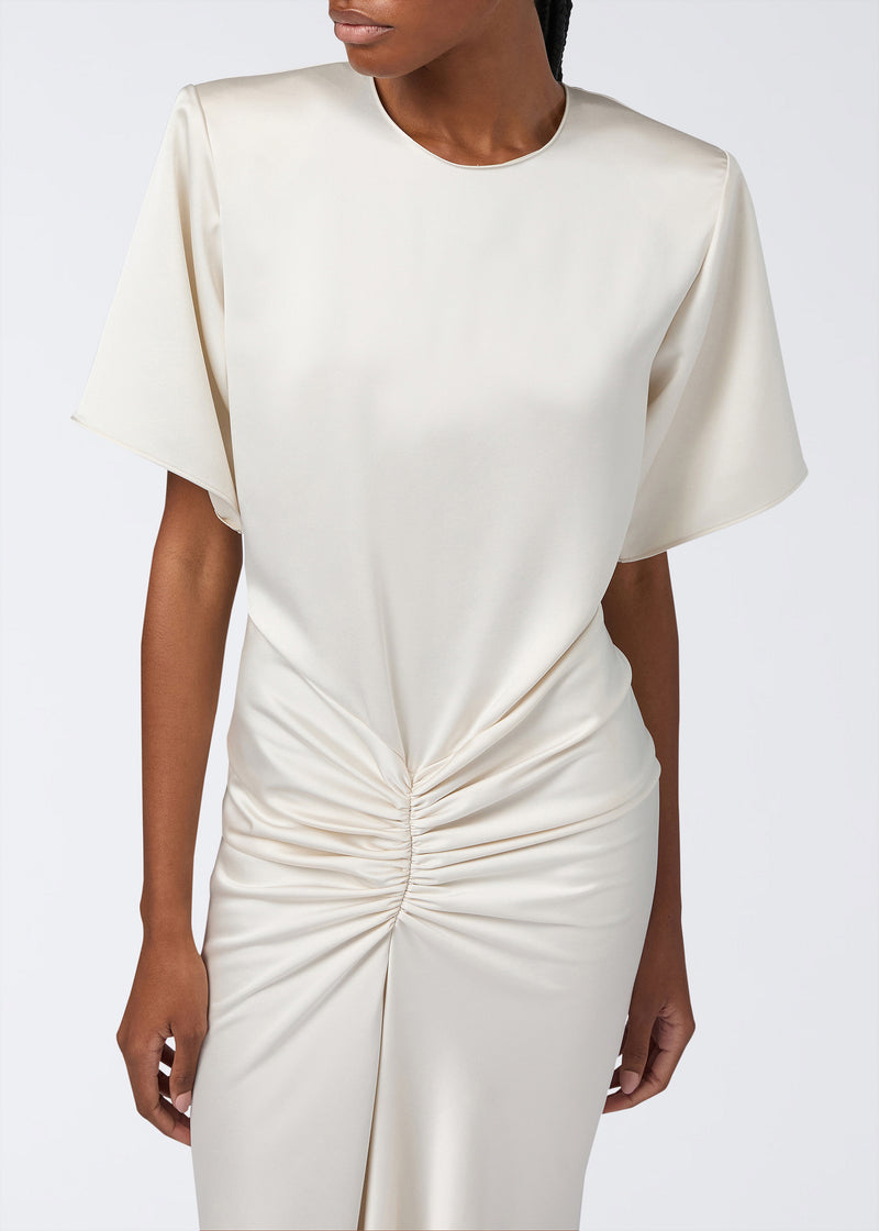 The Andamane - short sleeve satin maxi dress milk The Andamane - short sleeve satin maxi dress milk