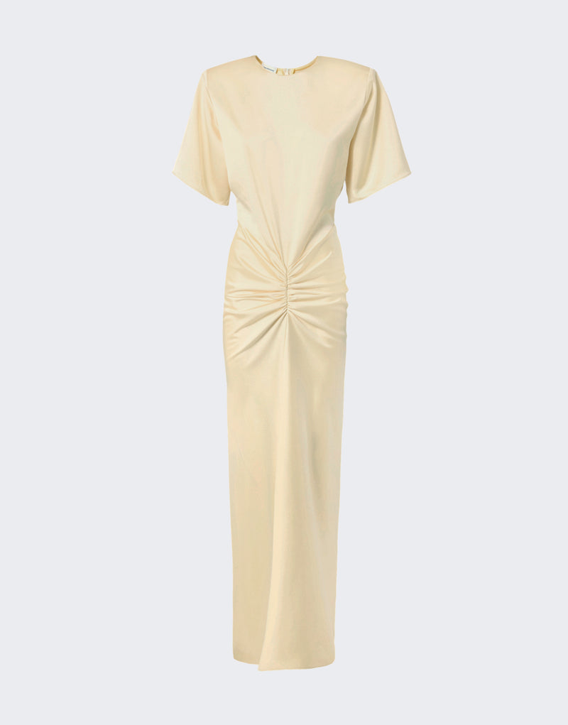 The Andamane Vanilla-coloured Iris Dress with Draping The Andamane Vanilla-coloured Iris Dress with Draping