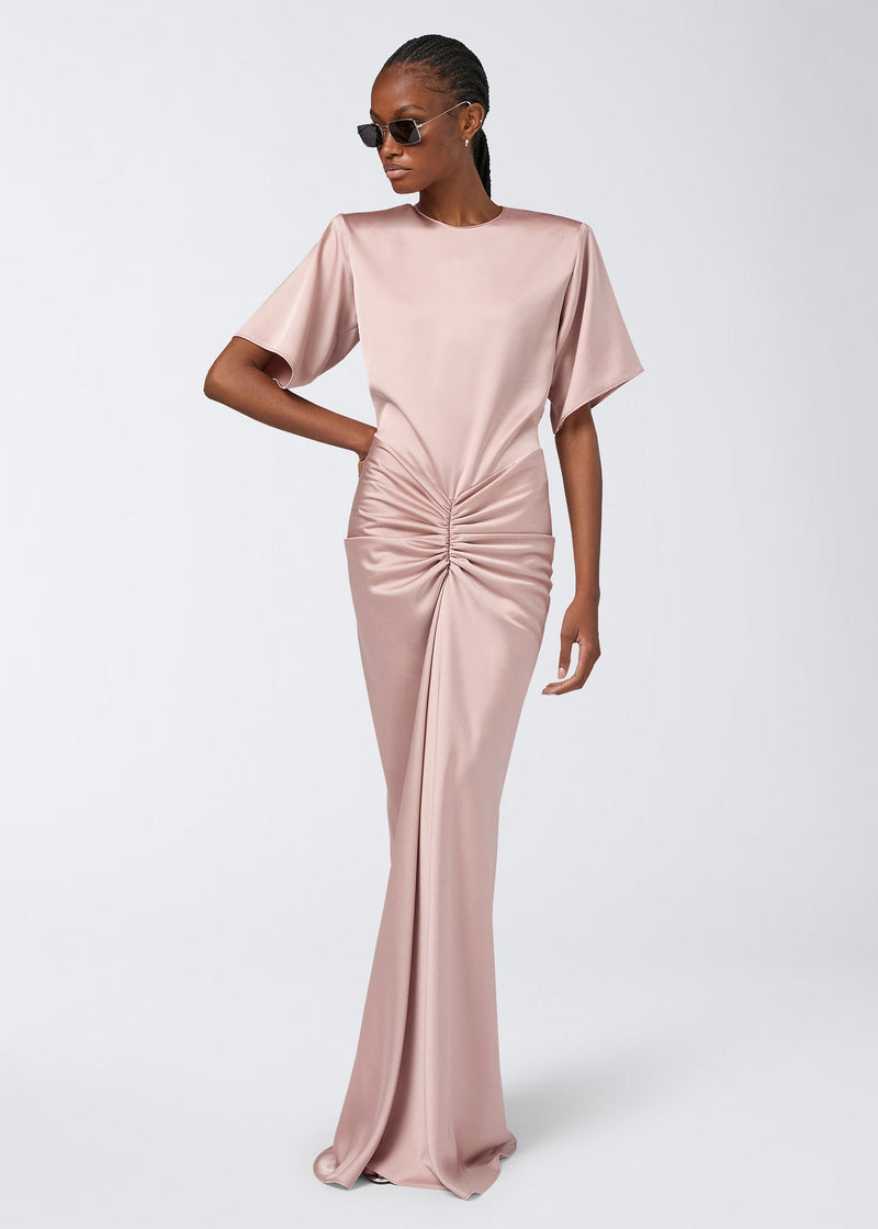 The Andamane - Short sleeve satin dress petal The Andamane - Short sleeve satin dress petal