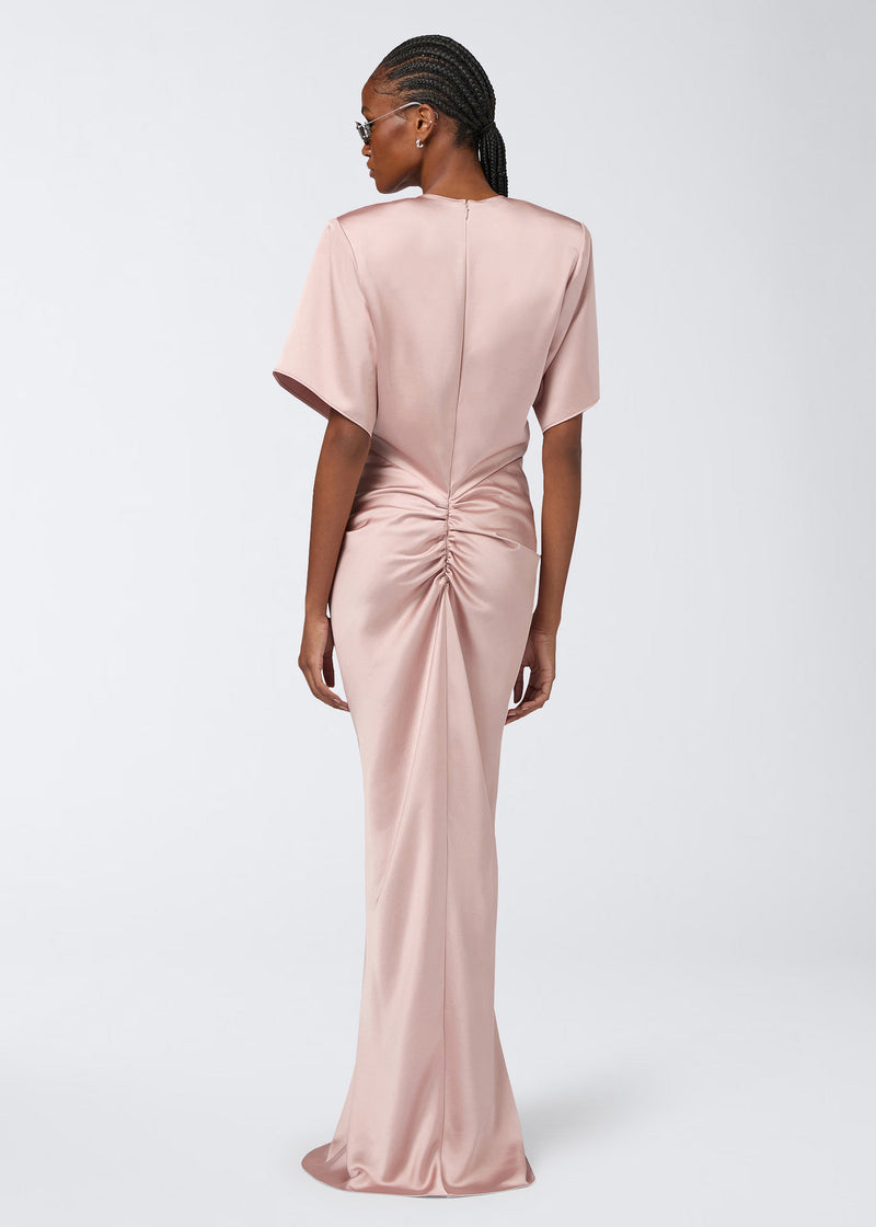 The Andamane - Short sleeve satin dress petal The Andamane - Short sleeve satin dress petal