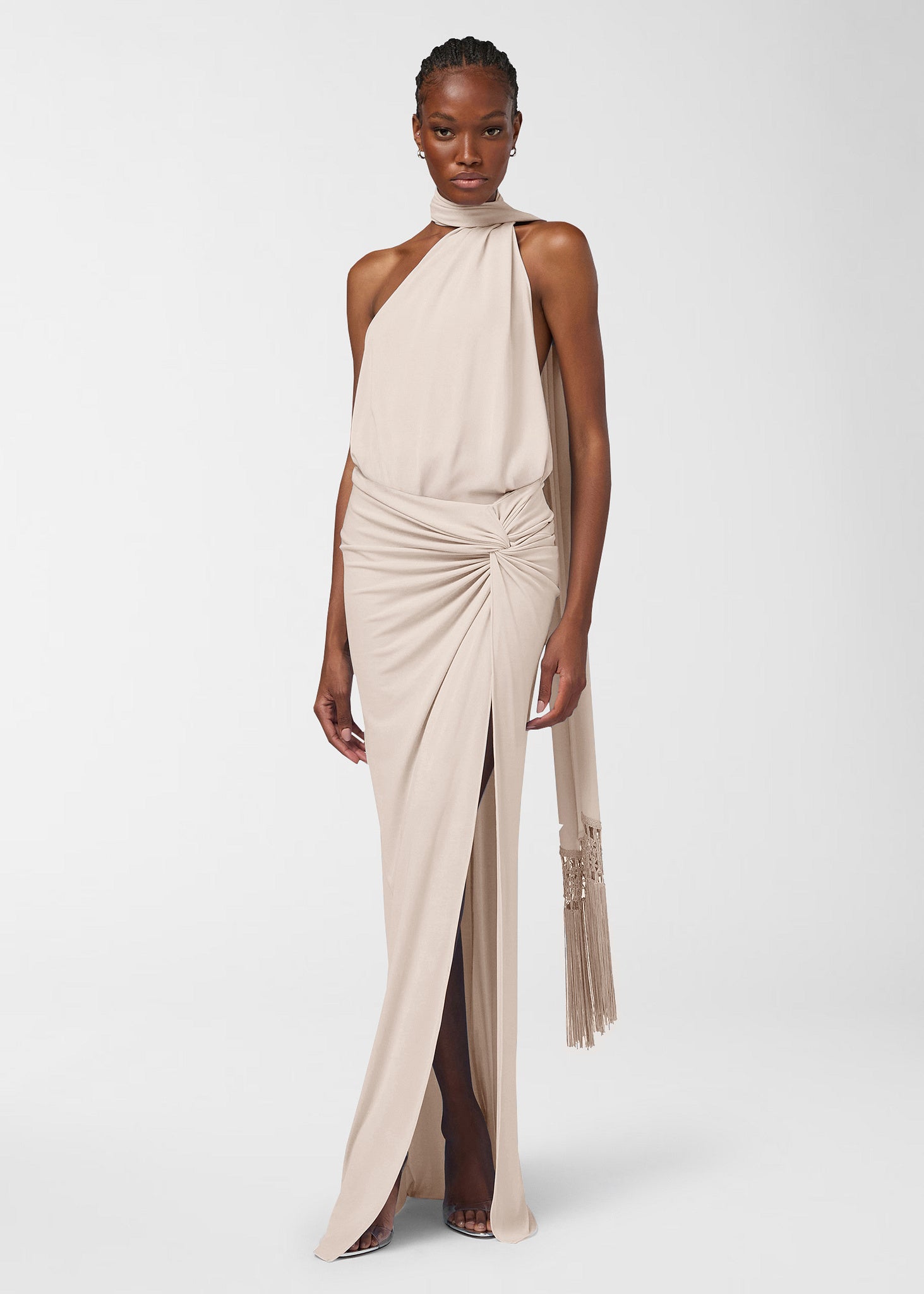 The Andamane - High slit maxi skirt greige