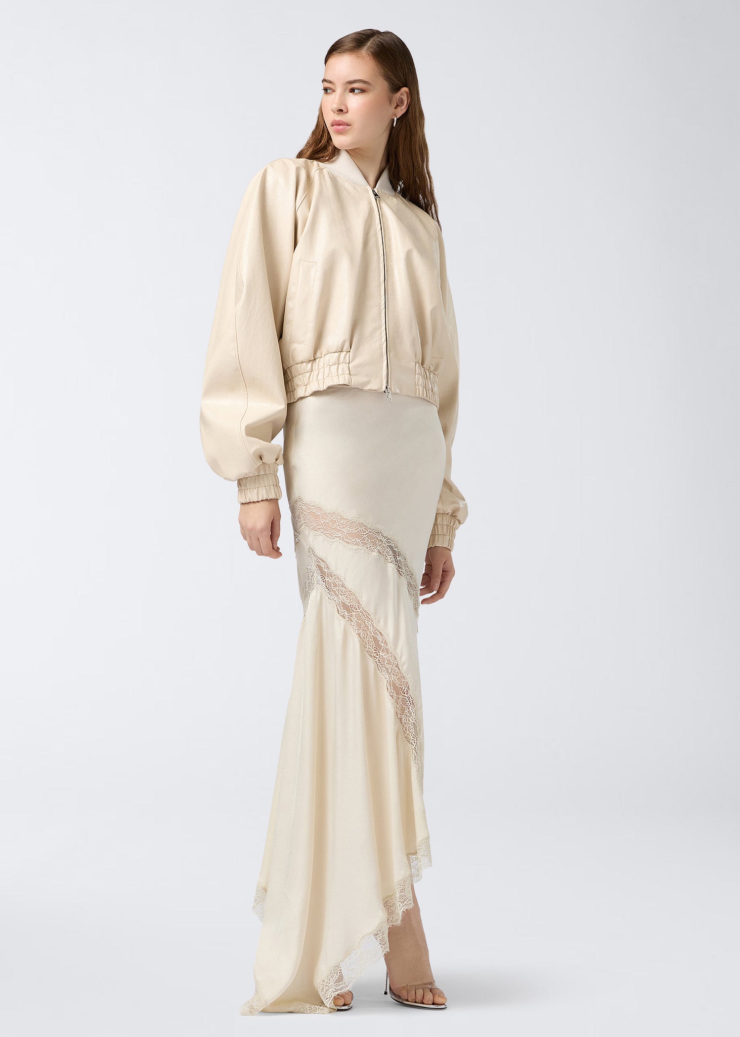 The Andamane - Asymmetric lace maxi skirt oat