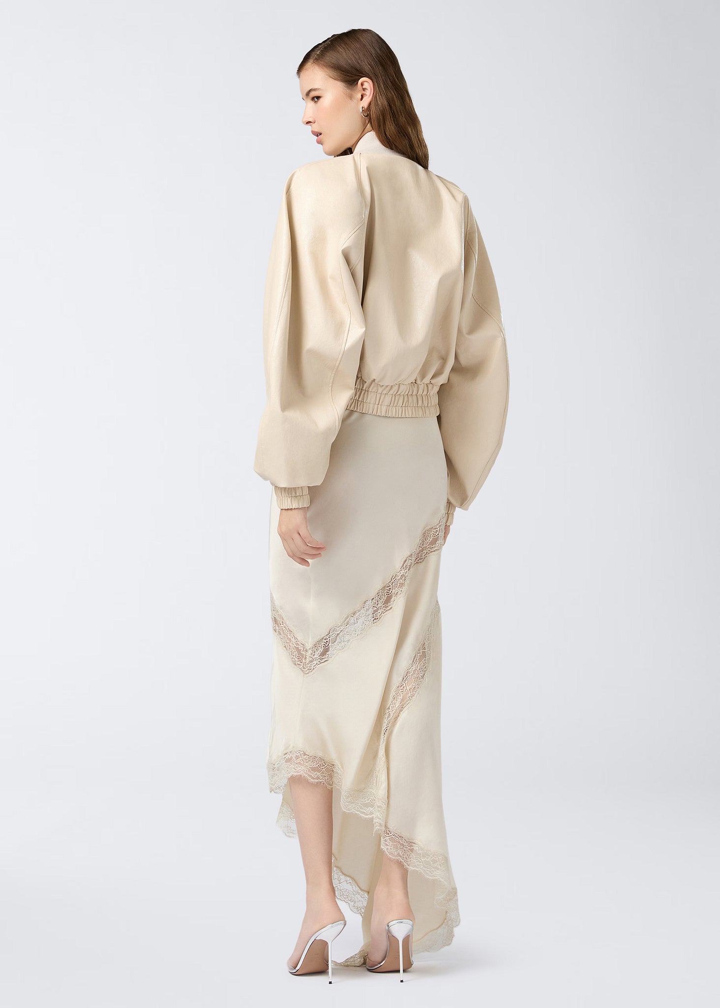 The Andamane - Asymmetric lace maxi skirt oat