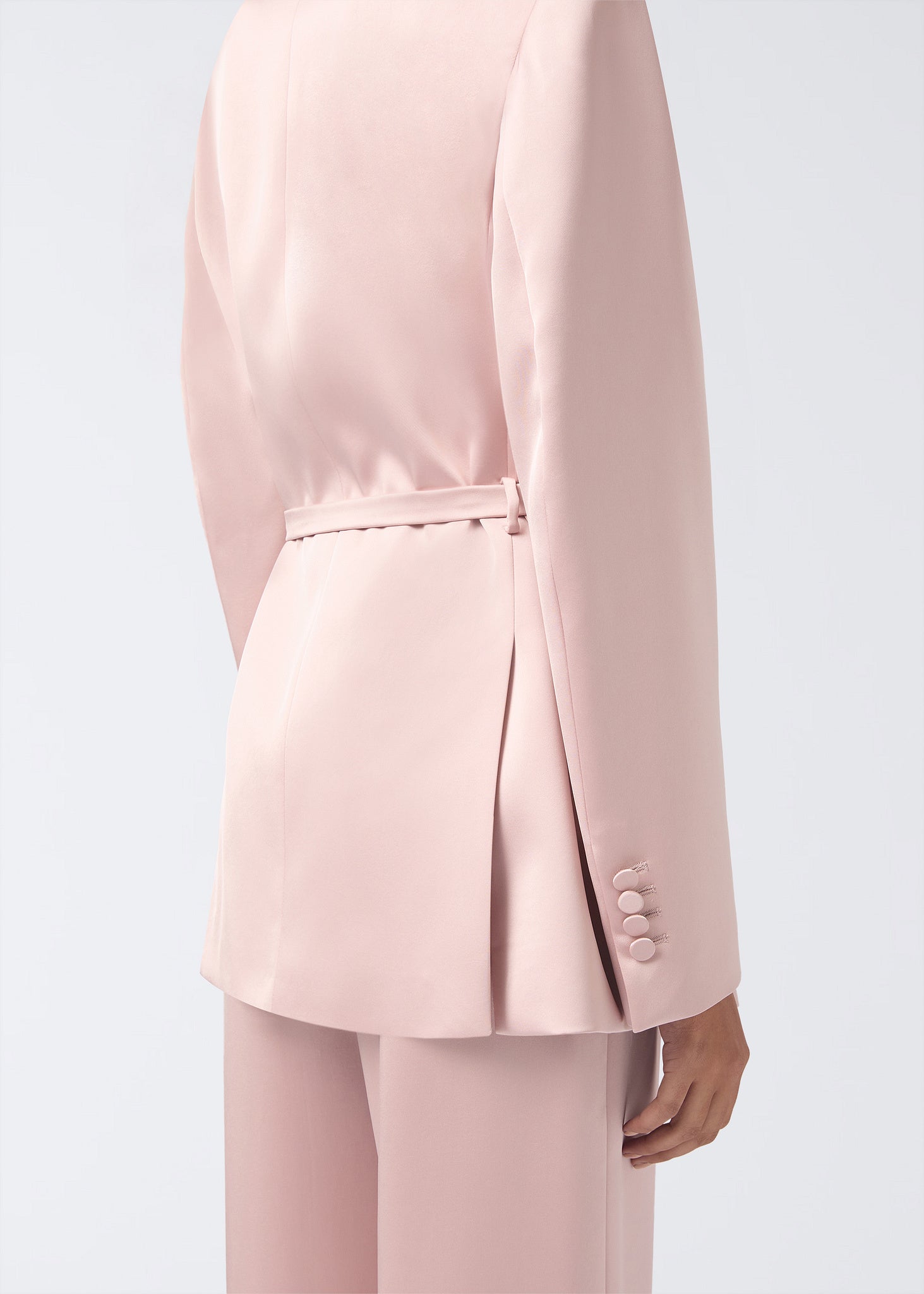 The Andamane - Belted satin blazer petal