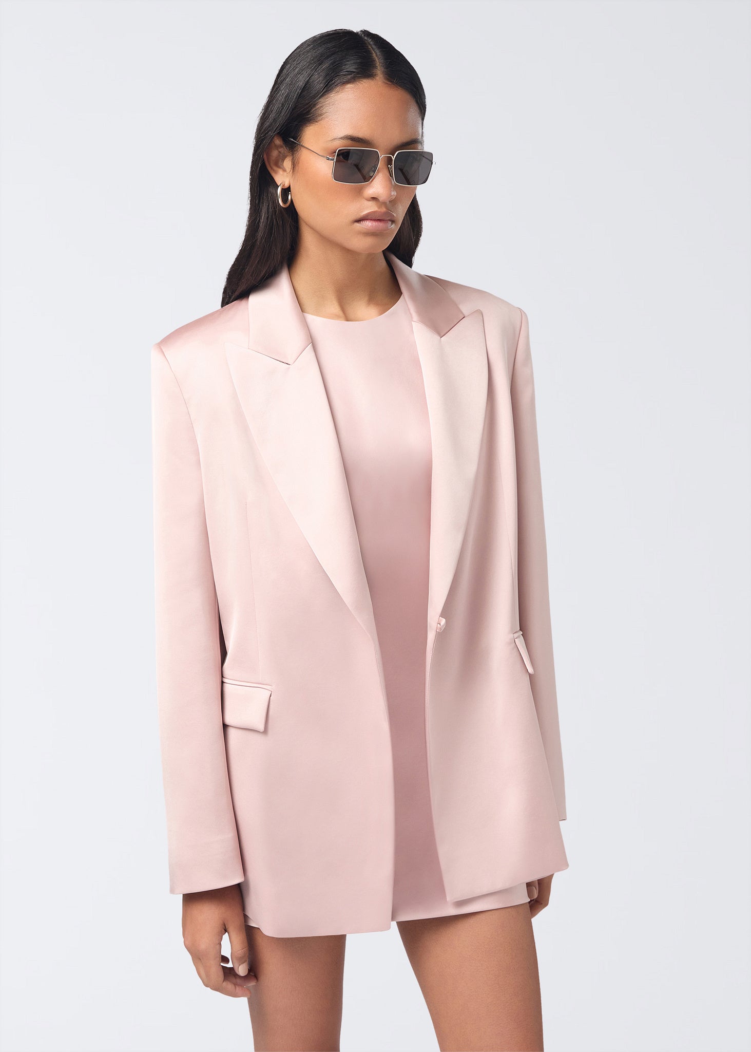 The Andamane - Belted satin blazer petal