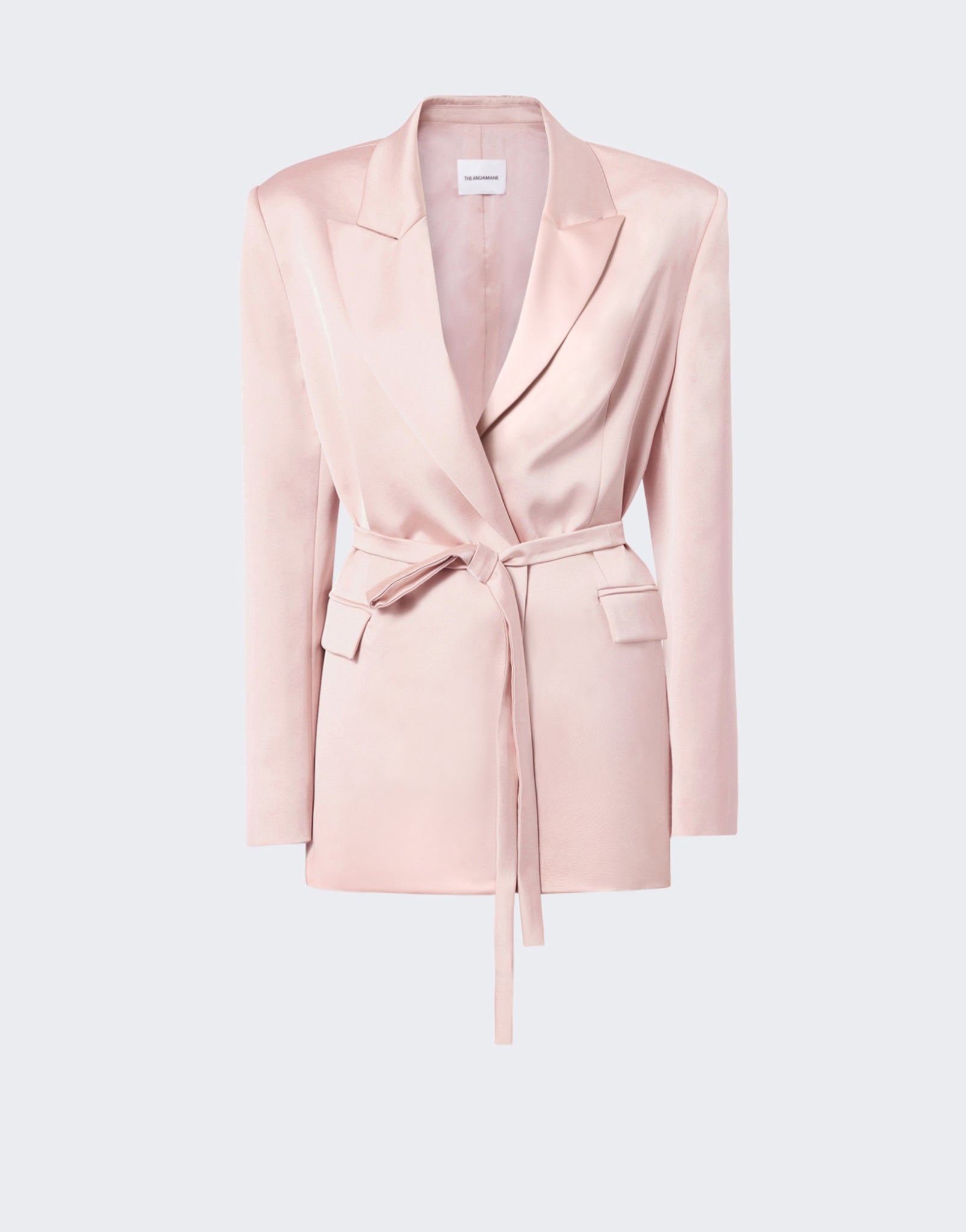 The Andamane - Belted satin blazer petal