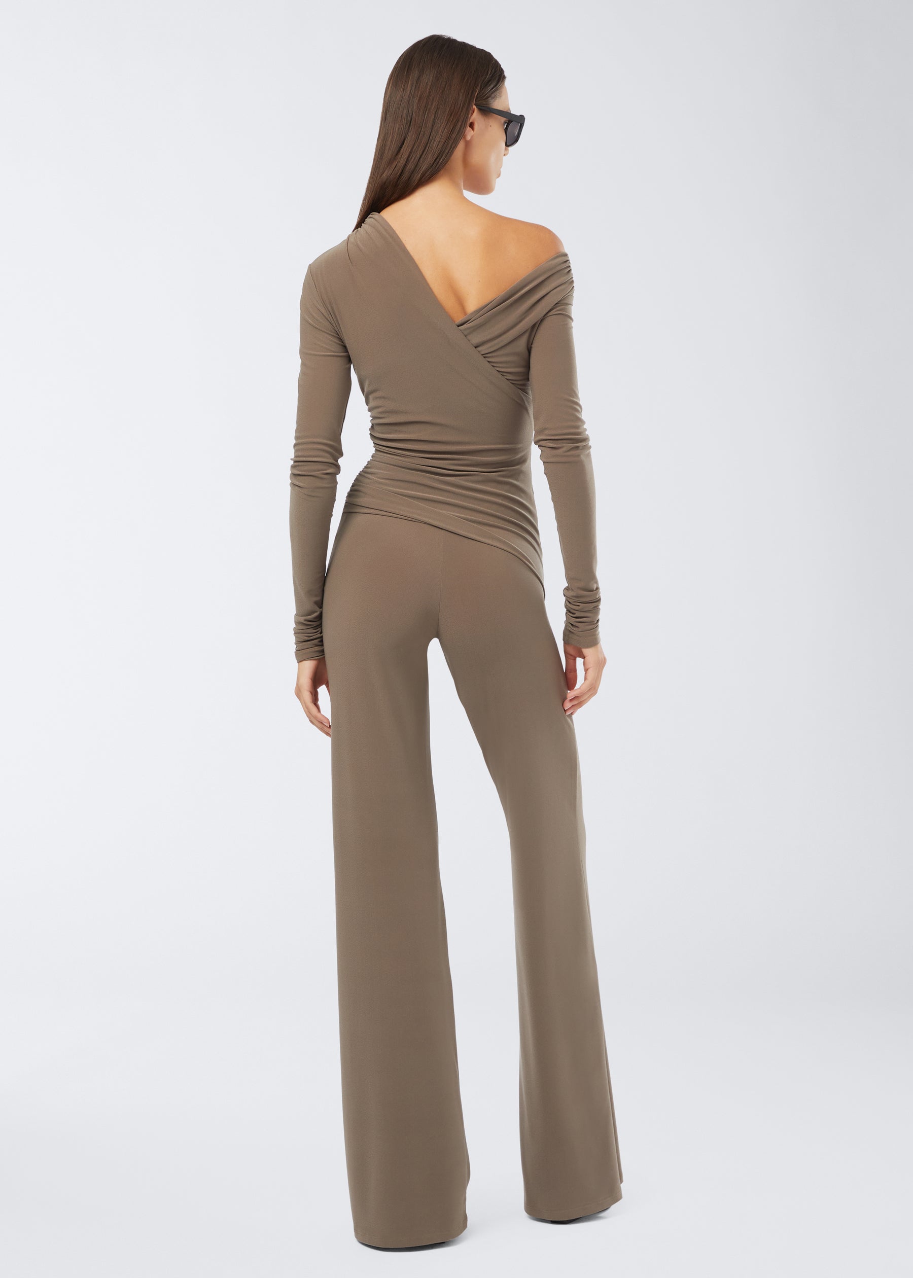 Tamara Long Sleeveless Draped Maxi Jumpsuit Kaki The Andamane
