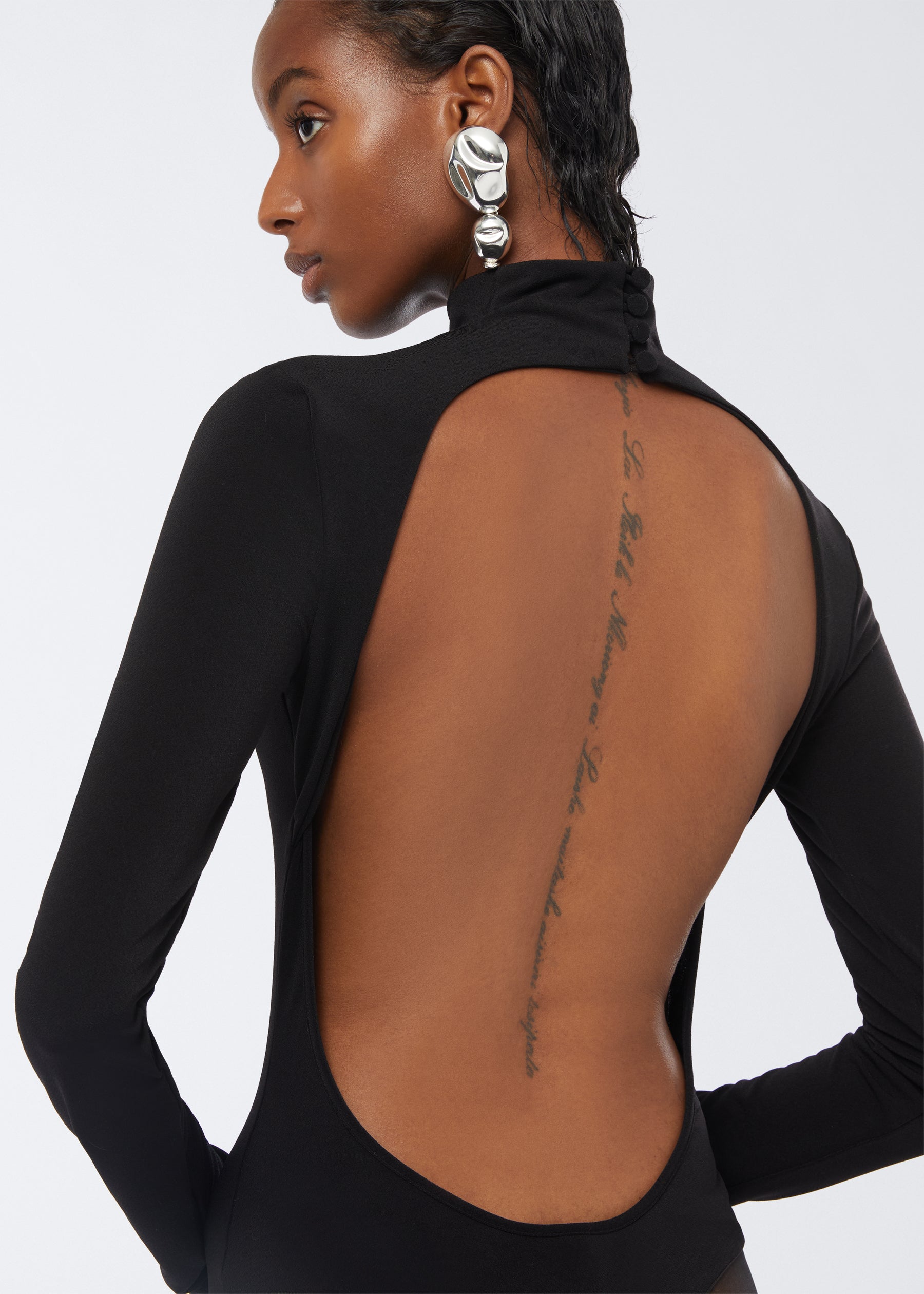 Parker Bodysuit Open Back Bodysuit Black The Andamane