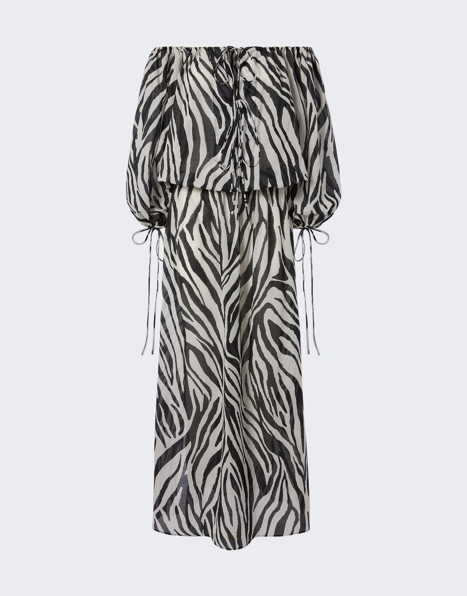 Off shoulder maxi dress zebra print - The Andamane