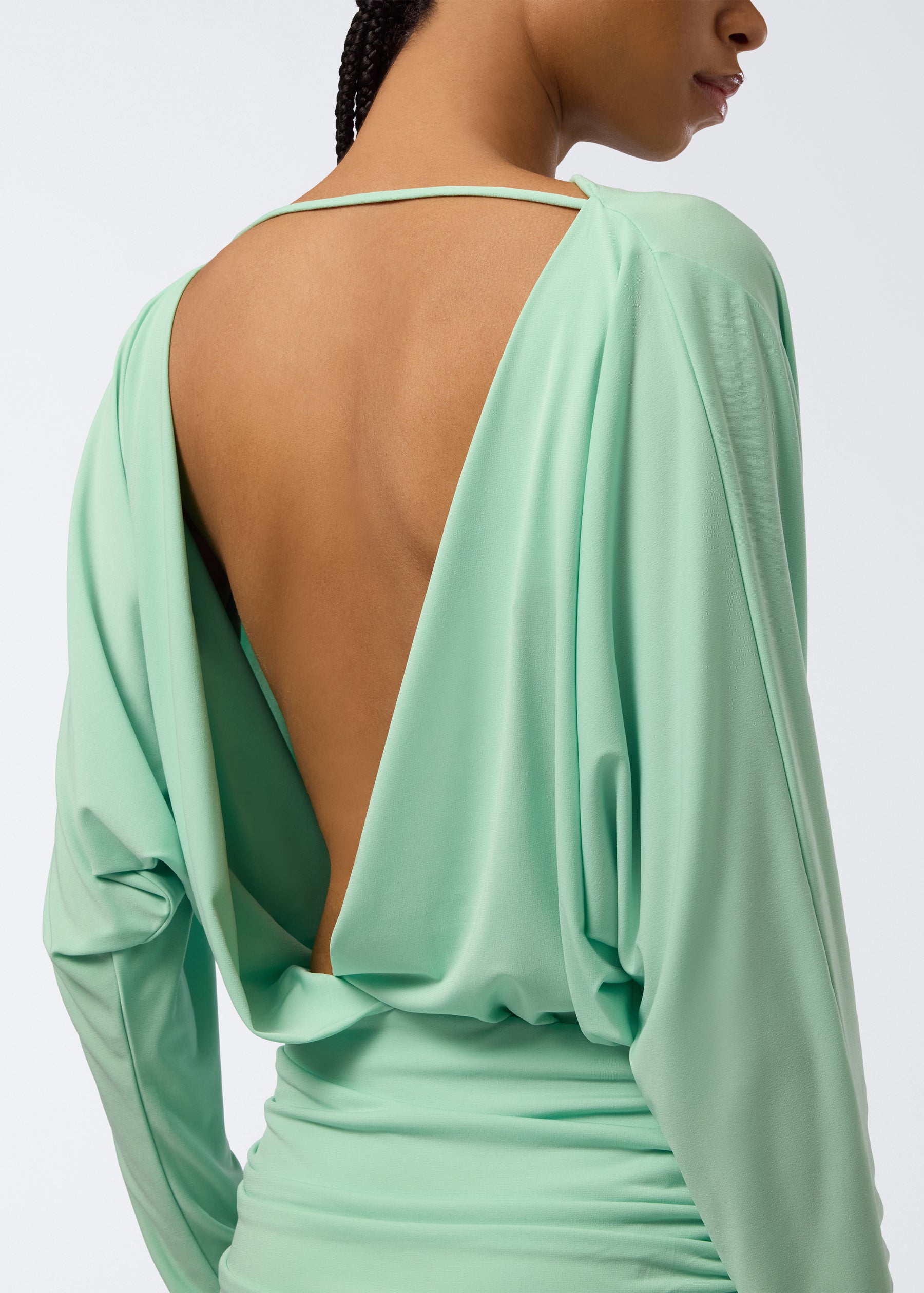 Long sleeve mini dress mint - designer mini dress - The Andamane