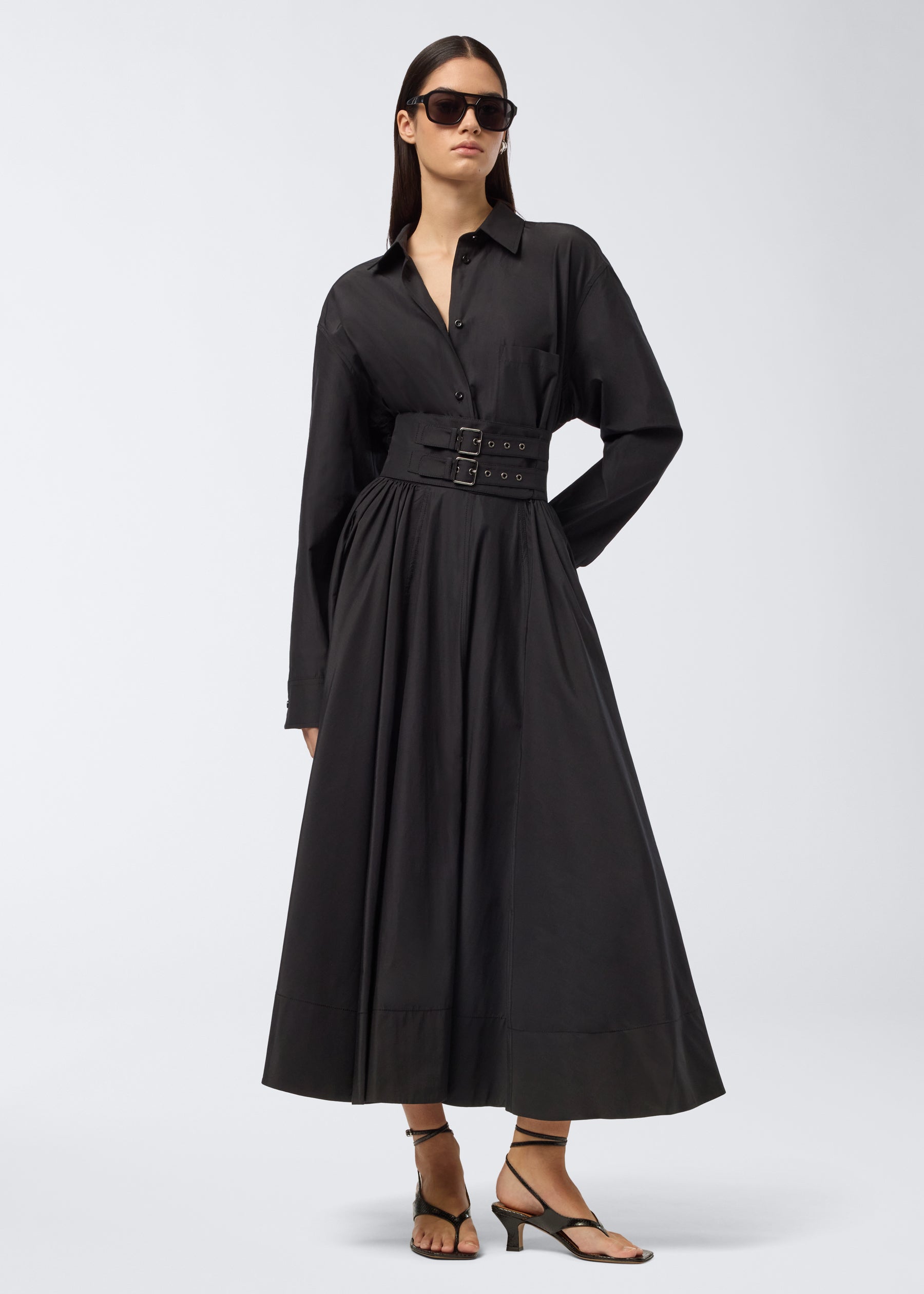 Tシャツ・カットソー THE ANDAMANE SS25 'Georgiana' shirt (TM170901BTNC181 CACAO) Oversize long sleeve shirt black - The Andamane