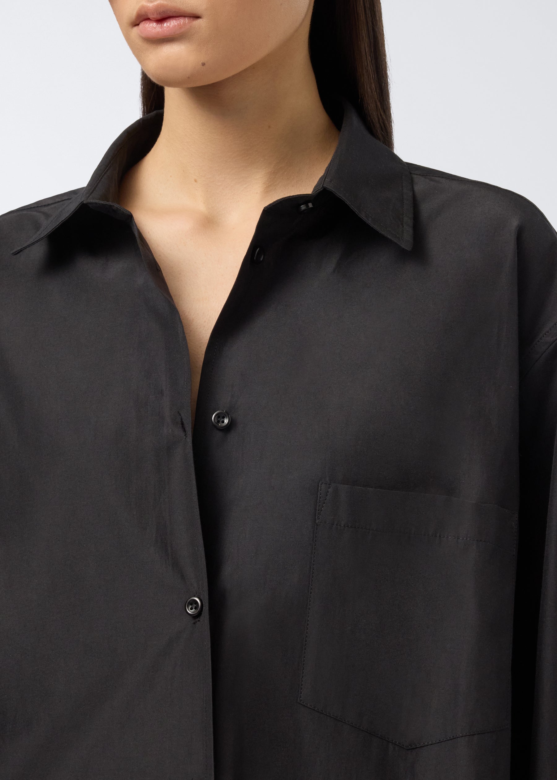 Tシャツ・カットソー THE ANDAMANE SS25 'Georgiana' shirt (TM170901BTNC181 CACAO) Oversize long sleeve shirt black - The Andamane