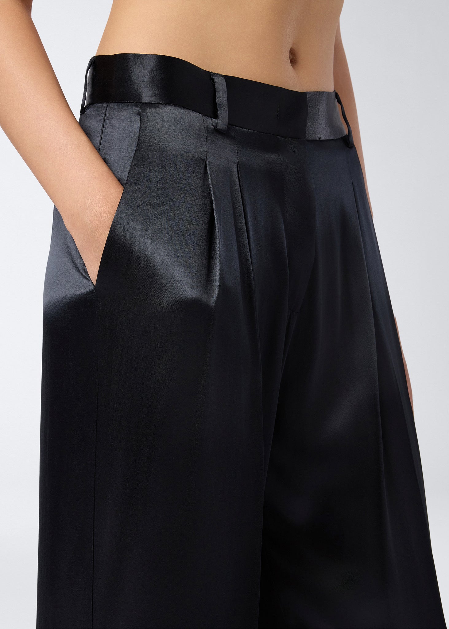 Black wide leg satin pants - The Andamane